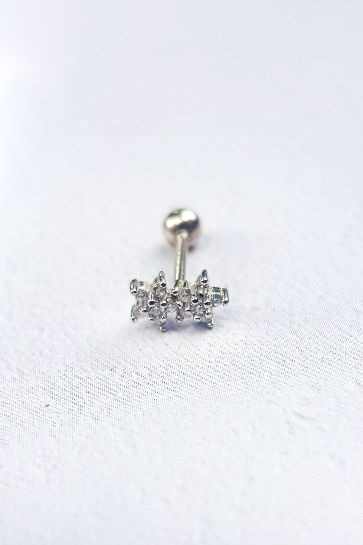 Tekli, Twin Star Gümüş Piercing Küpe