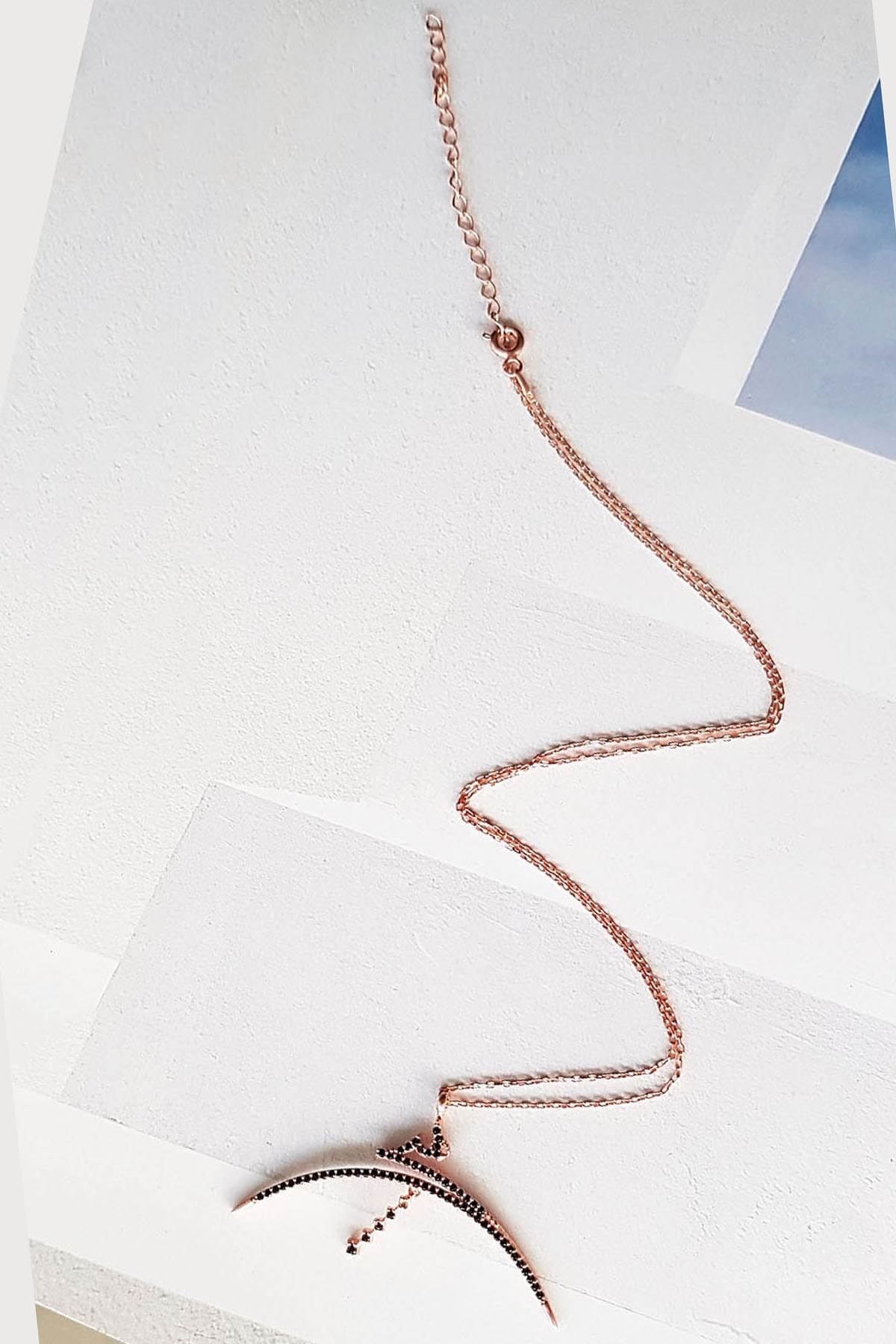 Zirkon Taşlı Tasarım Gümüş Kolye