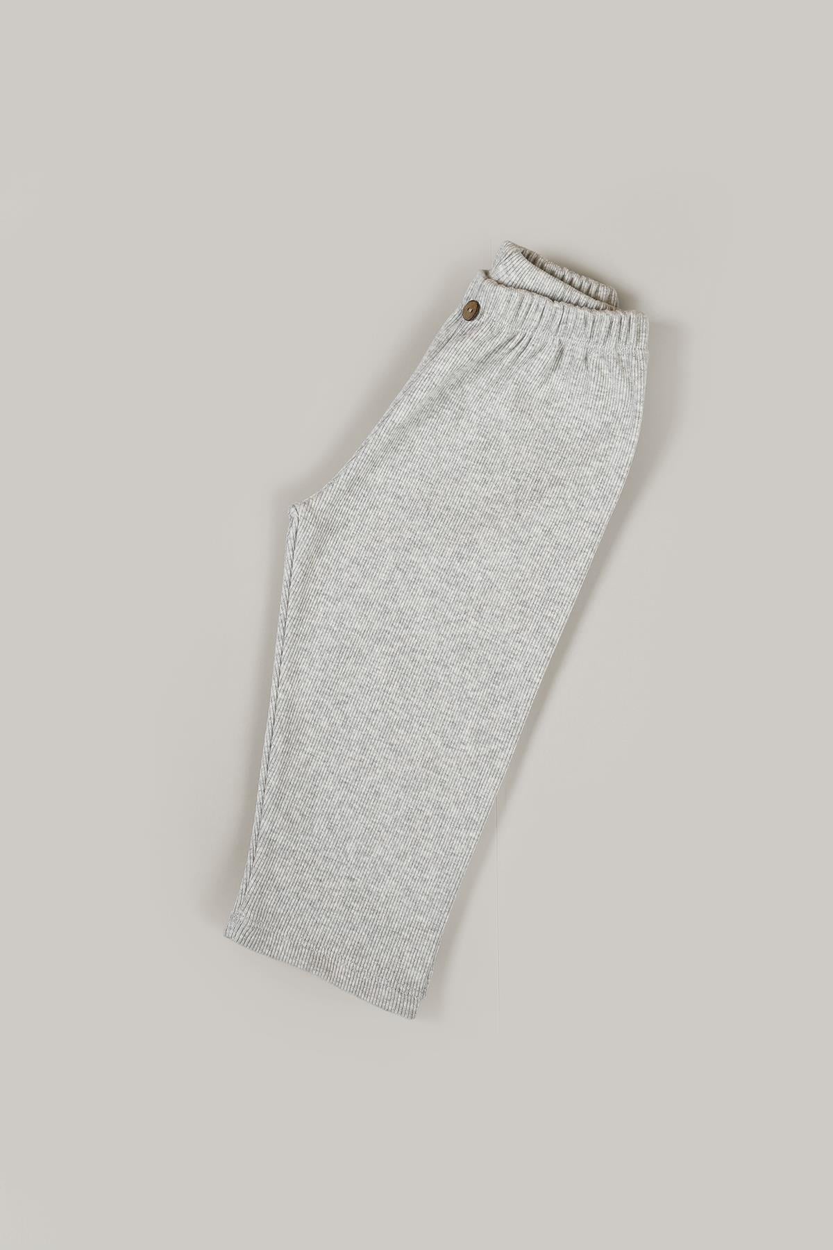 3'lü Bebek Pamuklu Slim Fit Tek Alt Esnek ve Rahat Fitilli Kumaş Beyaz-Siyah-Gri
