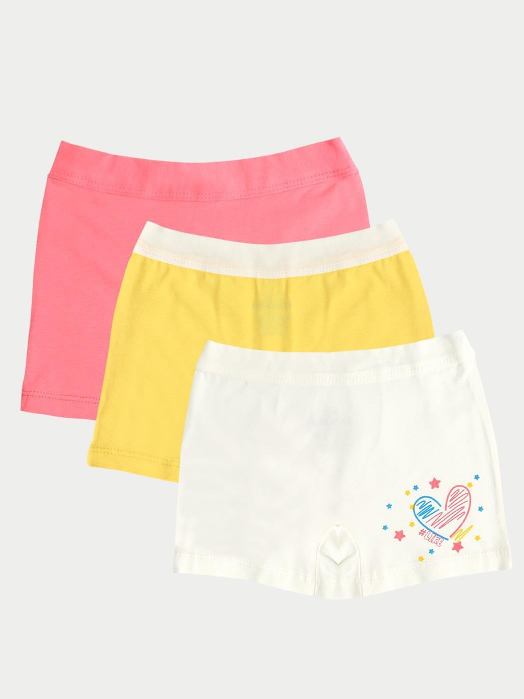 3'lü Kız Çocuk Pamuklu Happy Karışık Boxer Şort