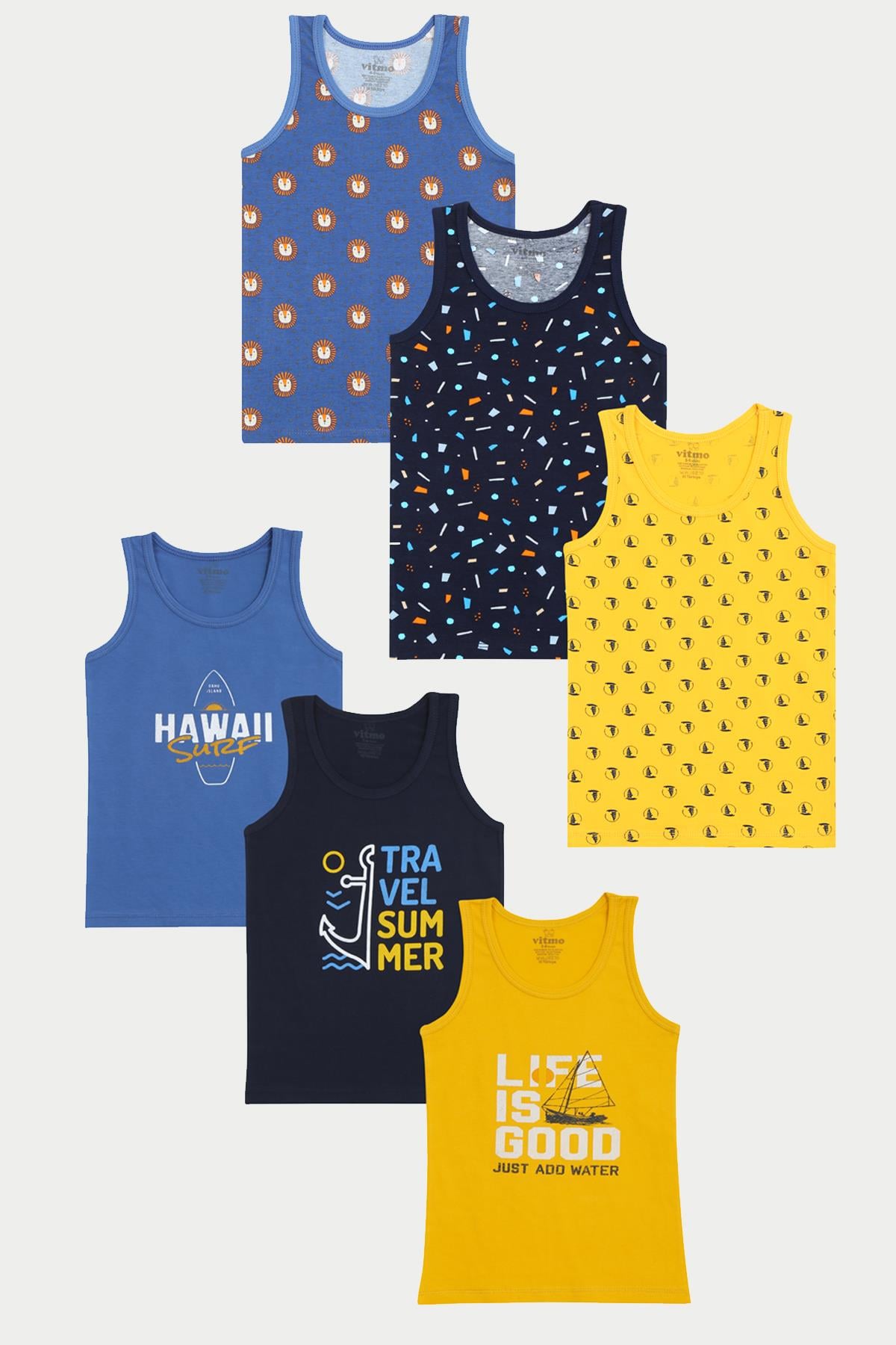 6'lı Erkek Çocuk Pamuklu Sailor & Mix Karışık Atlet