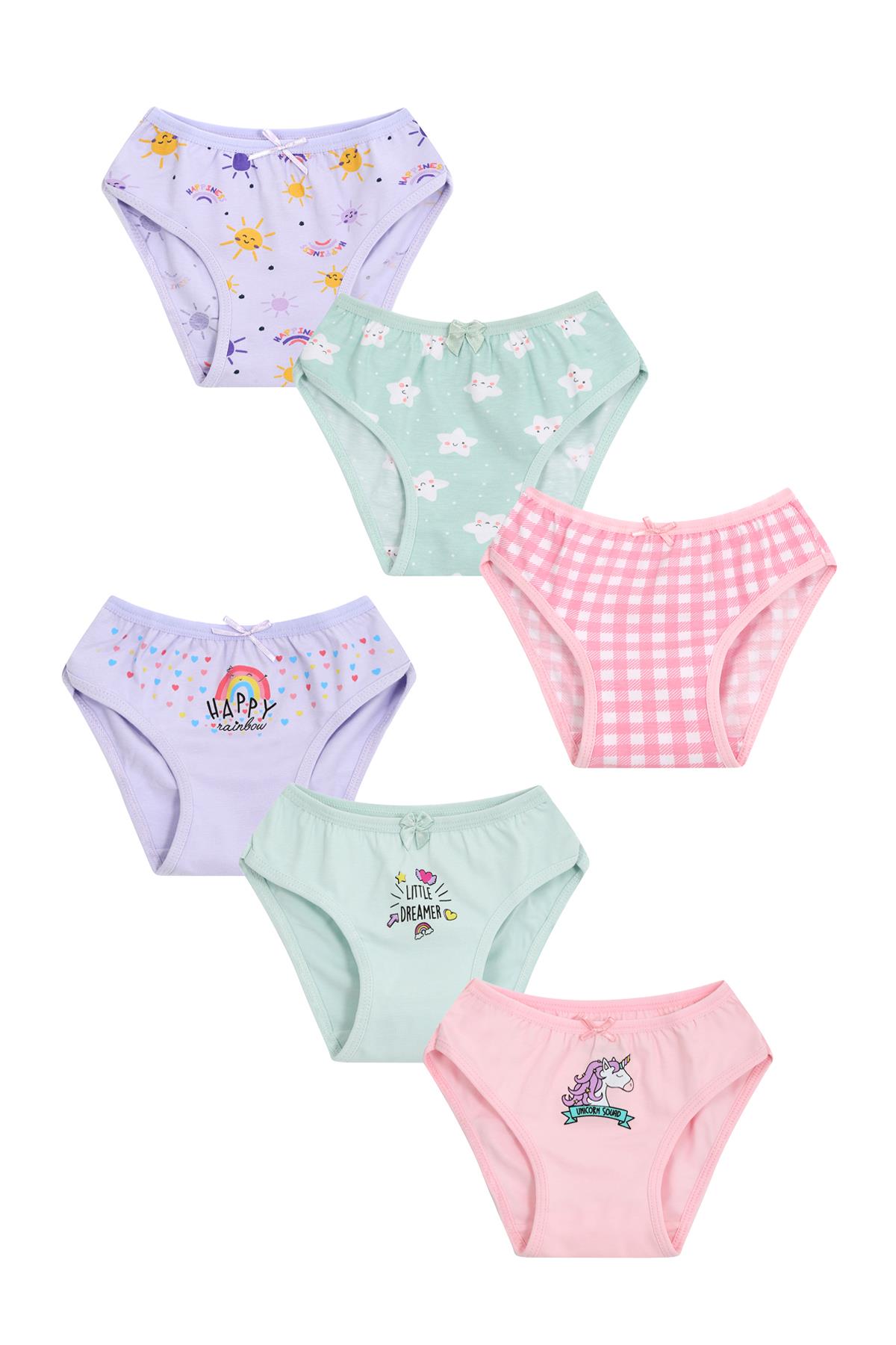 6'lı Kız Çocuk Pamuklu Rainbow & Sun Karışık Slip Külot