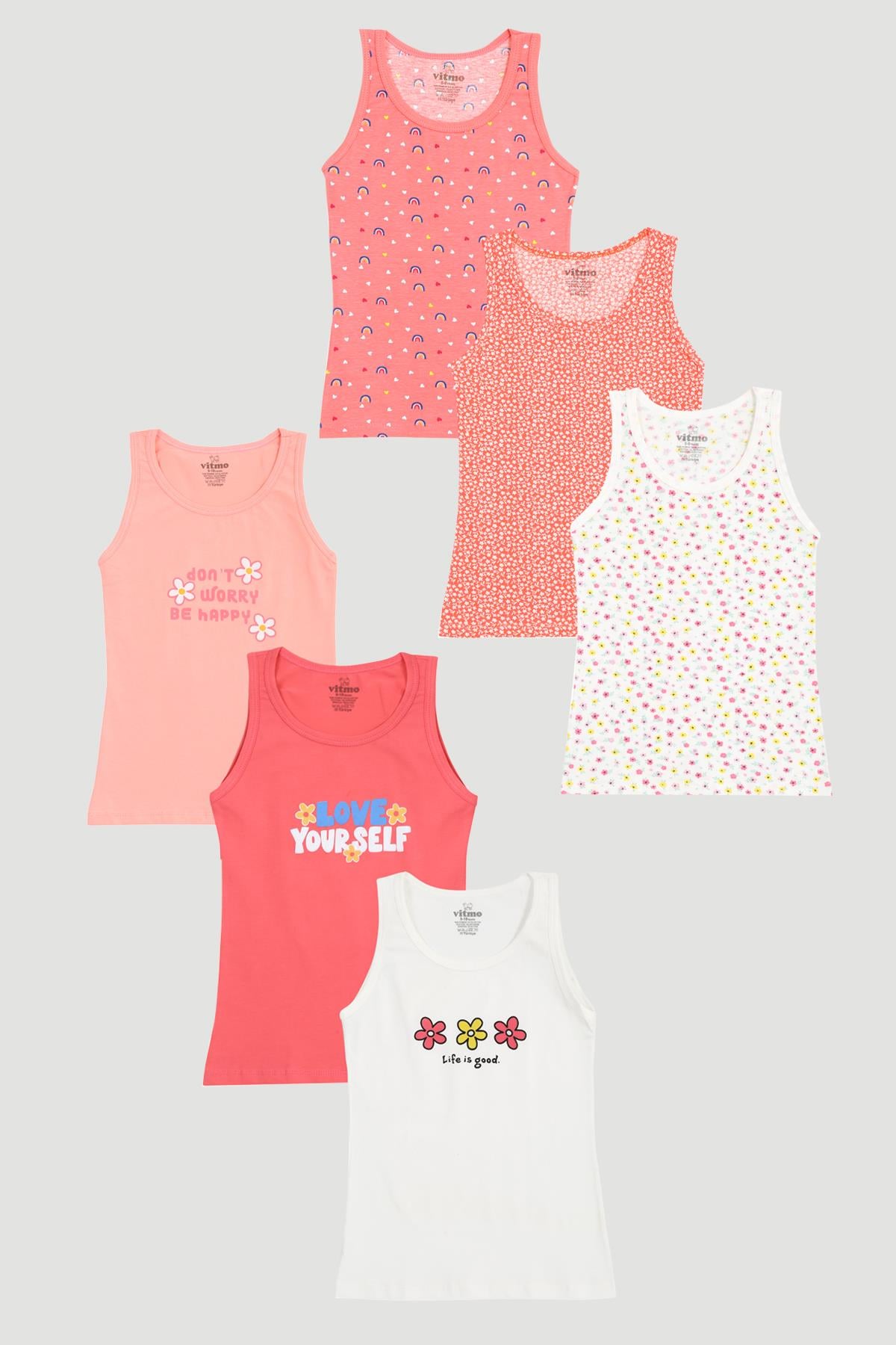 6'lı Kız Çocuk Pamuklu Spring & Flower Karışık Atlet