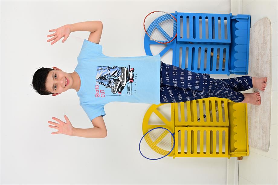 erkek çocuk kısa kollu pijama takımı so what skate model mavi