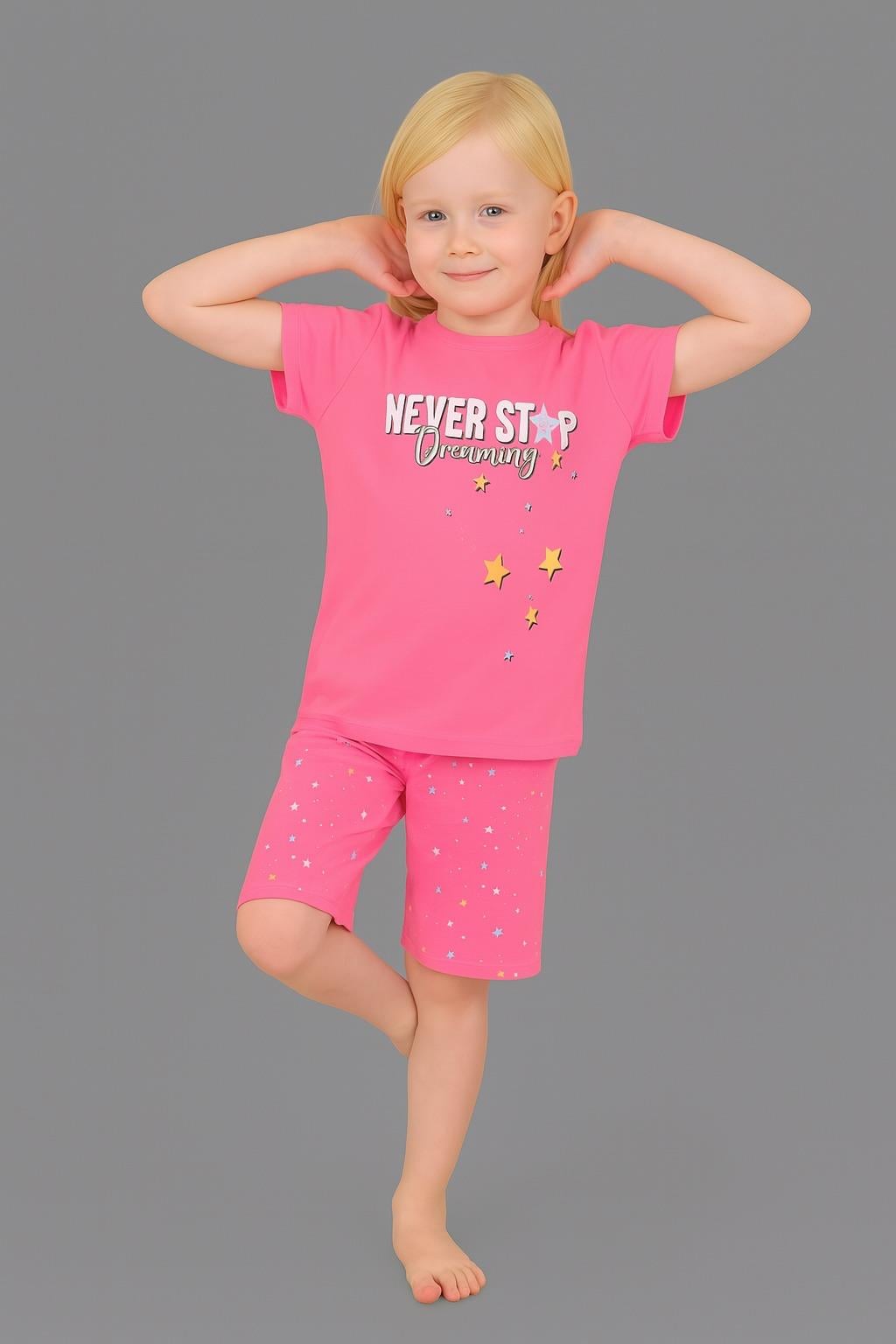 Kız Çocuk 3'lü %100 Pamuklu 10-11-12 Yaş Pijama Takımı Model:120