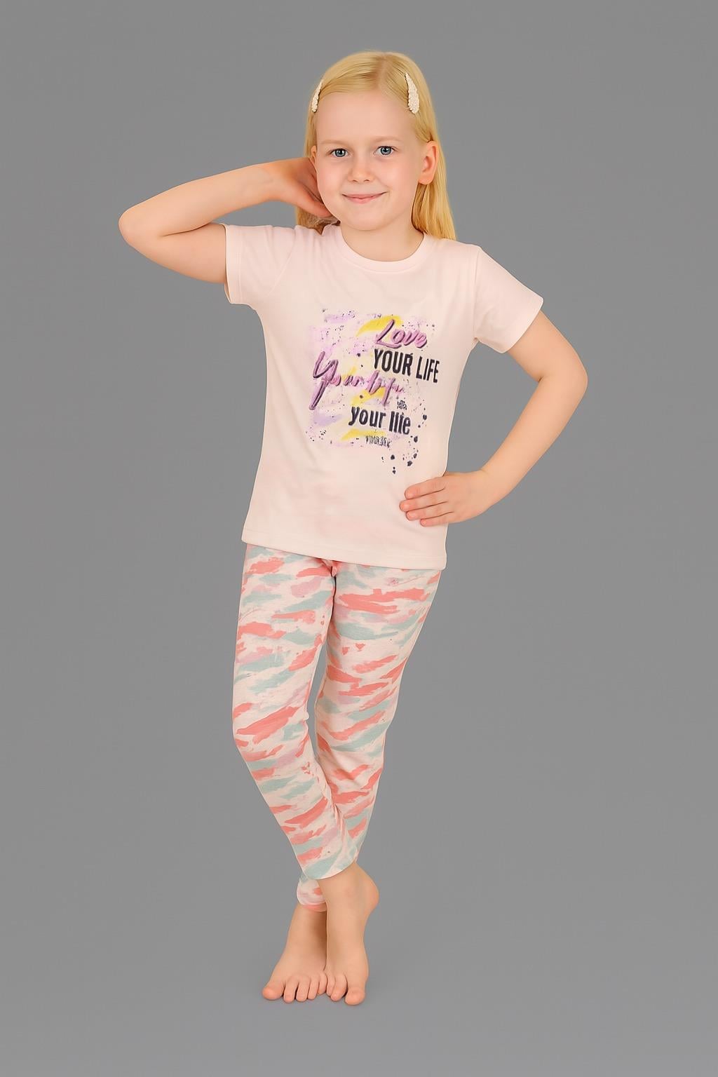 Kız Çocuk 3'lü %100 Pamuklu 13-14-15 Yaş Pijama Takımı Model:116