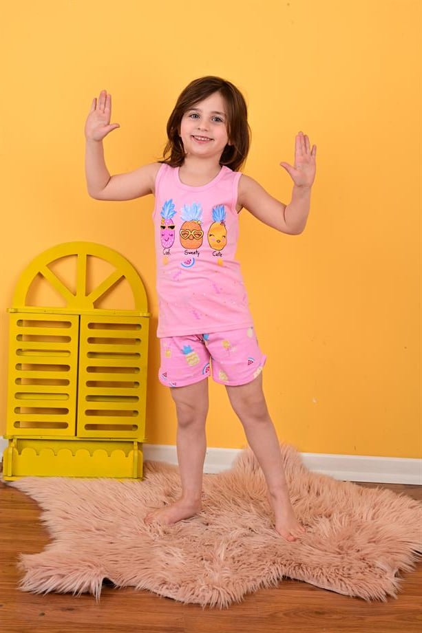 kız çocuk askılı pijama takımı cool sweety mint