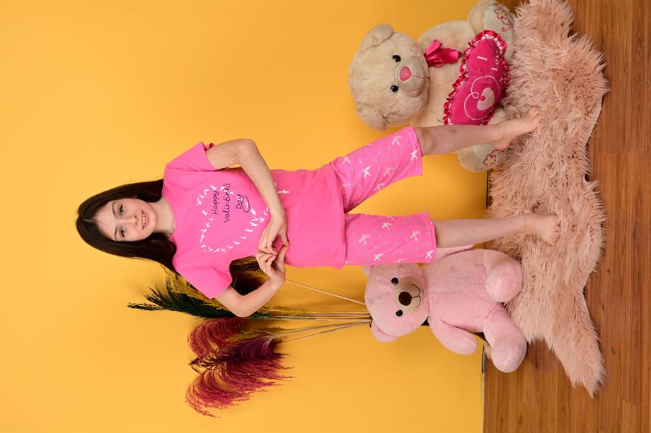 kız çocuk pijama takımı kapri happy day fuşya