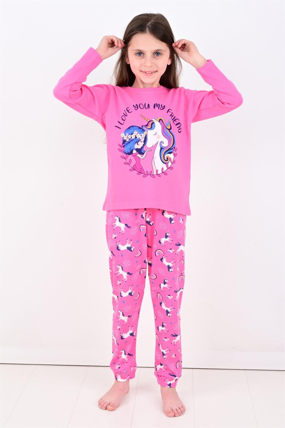 Kız Çocuk Uzun Kollu Pijama Takımı My Friend Unicorn