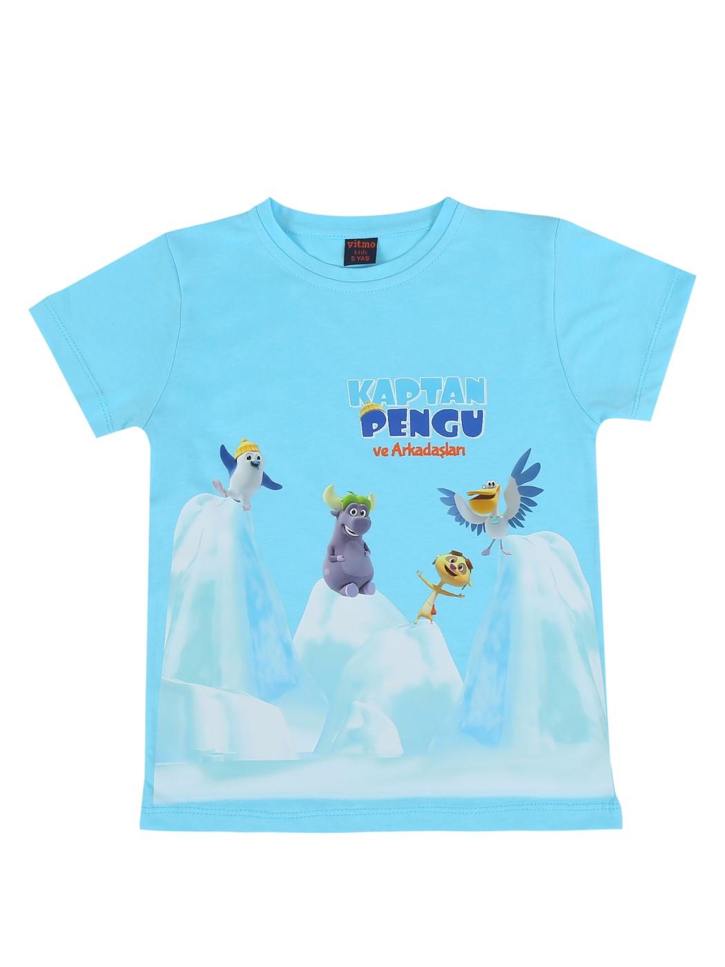 TRT Çocuk Kaptan Pengu Erkek Çocuk Kısa Kollu %100 Pamuklu T-shirt