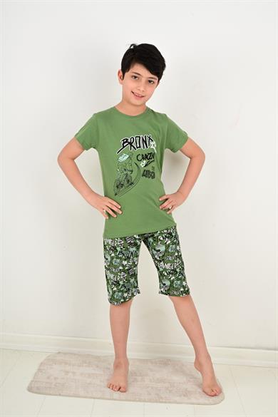 erkek çocuk kapri pijama takımı bronx crazy yeşil