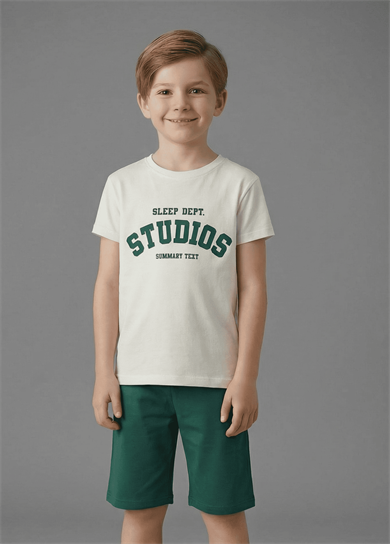 Erkek Çocuk Kısa Kollu %100 Pamuk Kapri Pijama Takımı Studio