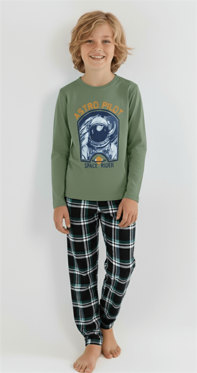 Erkek Çocuk Uzun Kollu %100 Pamuklu Pijama Takımı Astro Pilot