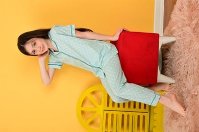 kız çocuk kısa kollu düğmeli pijama takımı saray