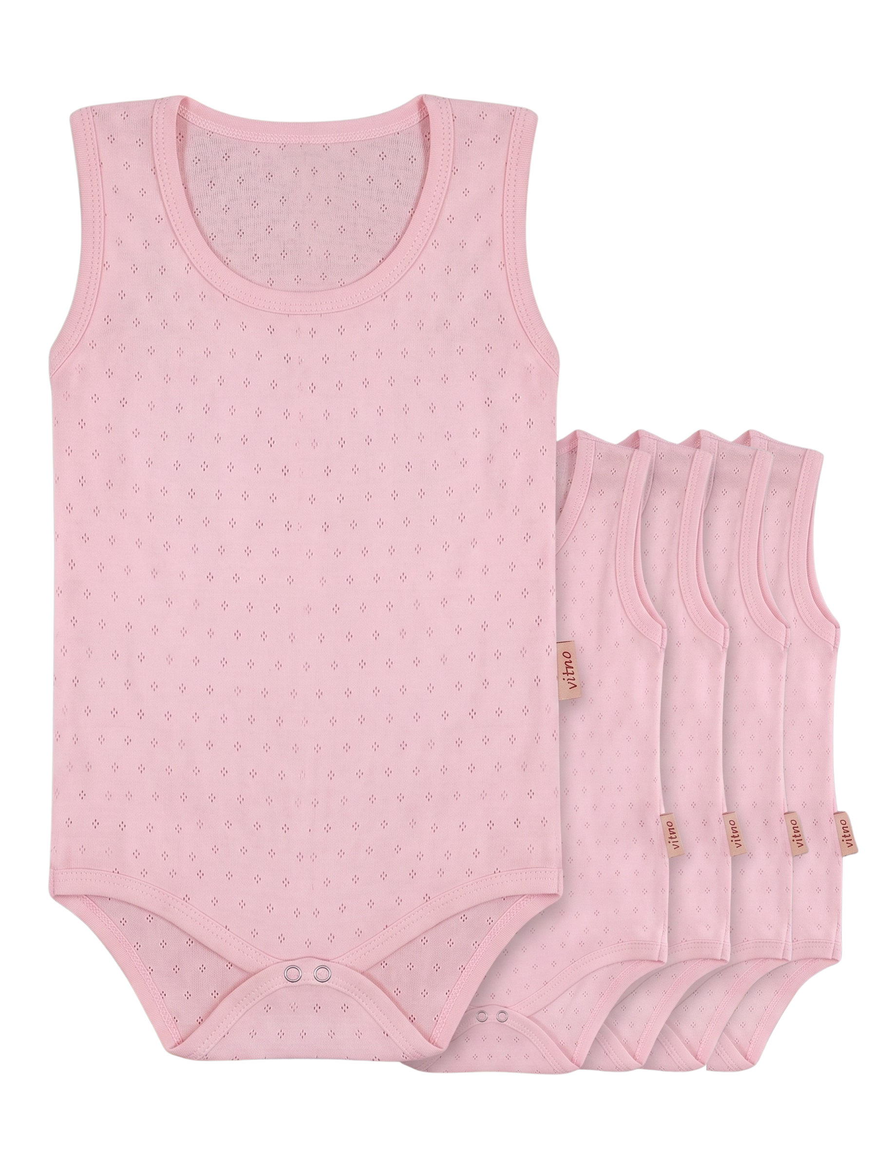 Jakarlı Çıtçıtlı Body - Pembe