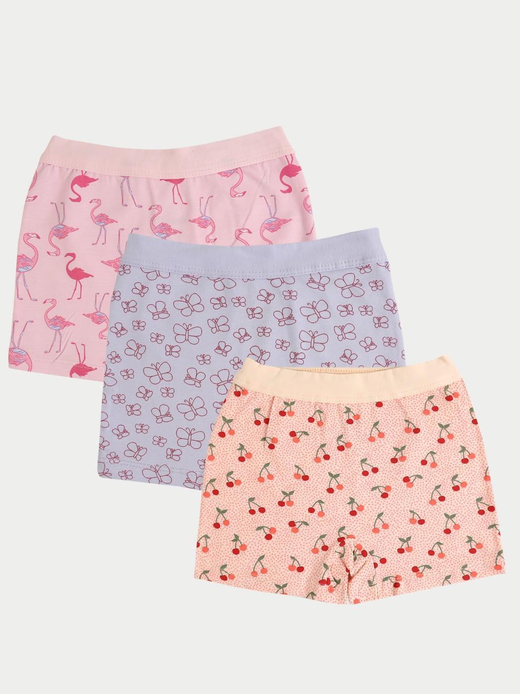 3'lü Kız Çocuk Pamuklu Cherry Karışık Boxer Şort