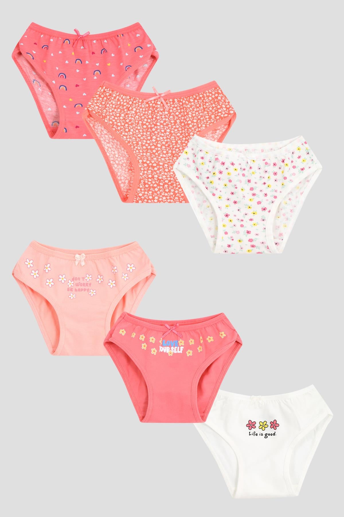 6'lı Kız Çocuk Pamuklu Spring & Flower Karışık Slip Külot