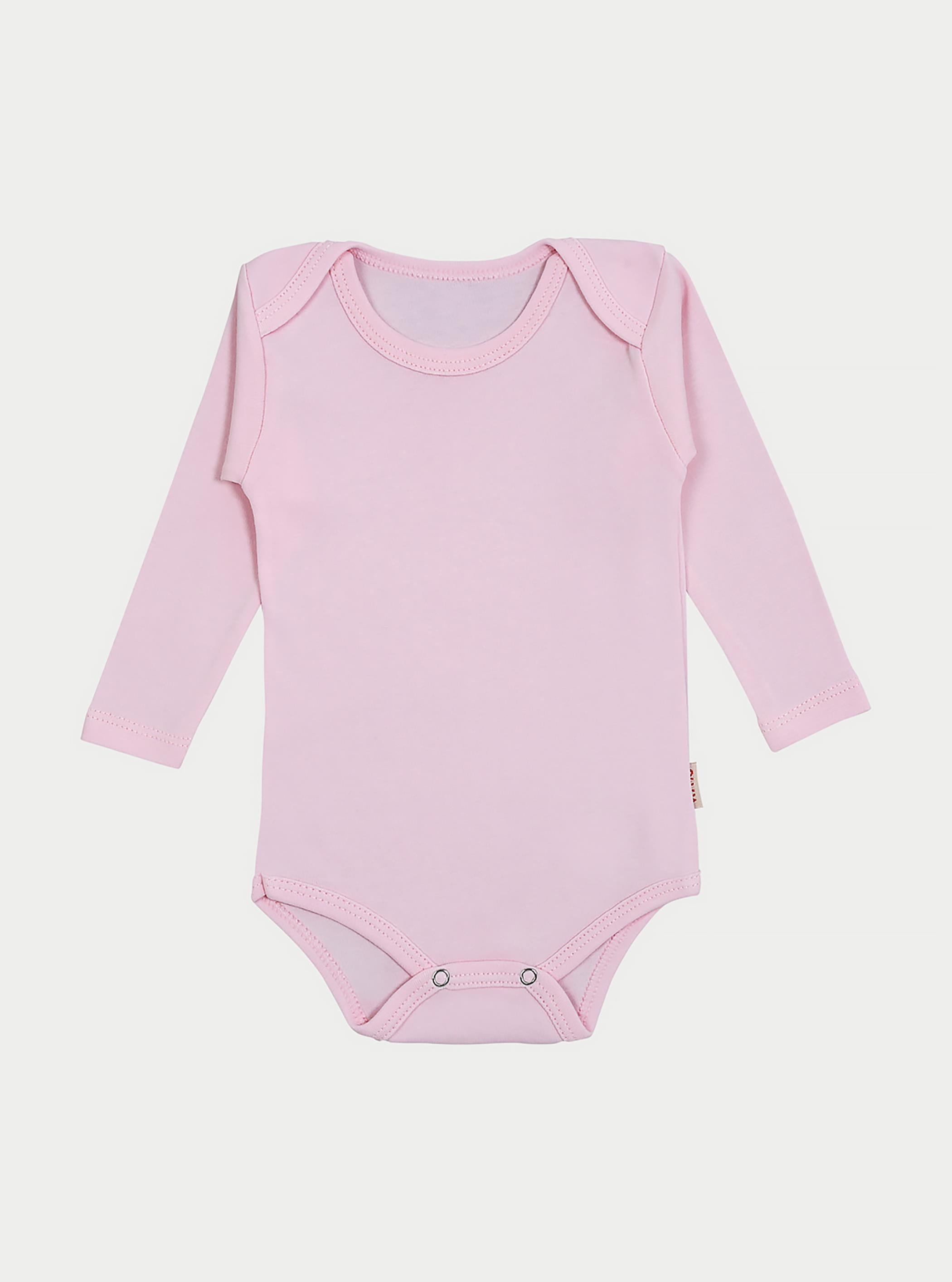Çıtçıtlı Bebek Body Zıbın Uzun Kollu Pamuklu Pembe