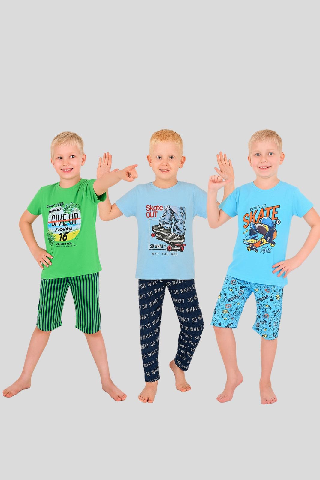 Erkek Çocuk 3'lü %100 Pamuklu 13-14-15 Yaş Pijama Takımı Model:102
