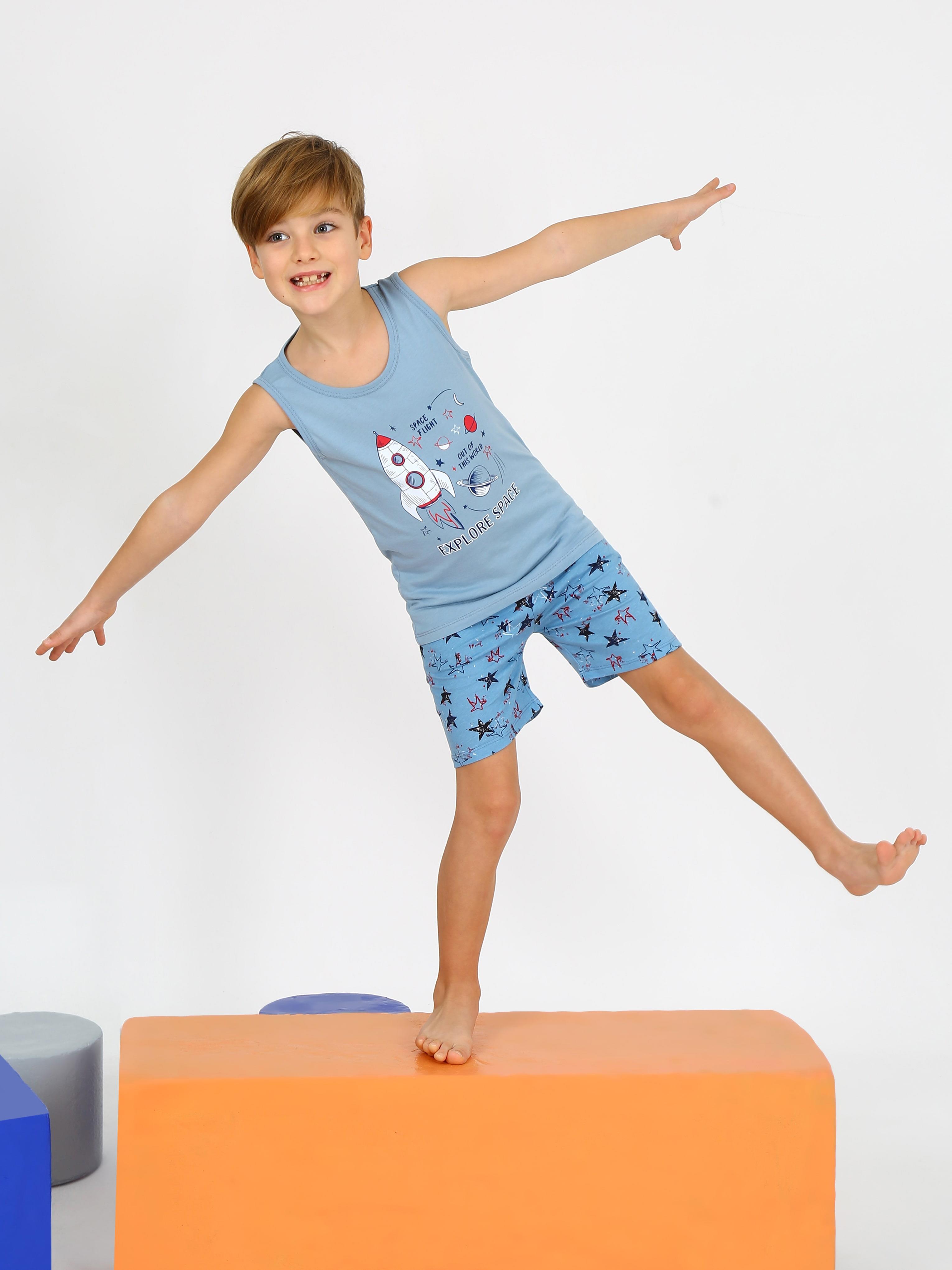 Erkek Çocuk Askılı %100 Pamuklu Give Me Pijama Takımı