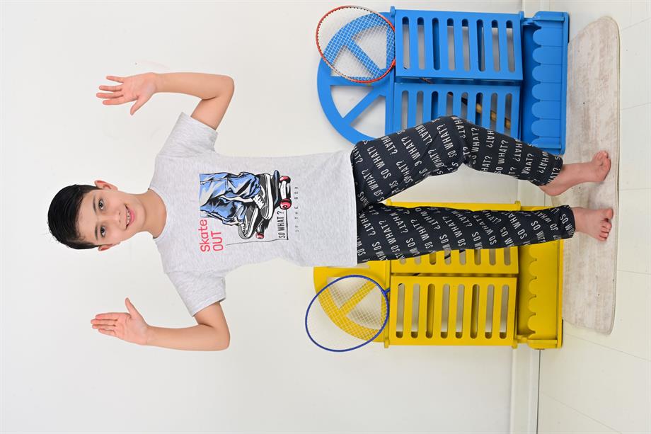 erkek çocuk kısa kollu pijama takımı so what skate model gri