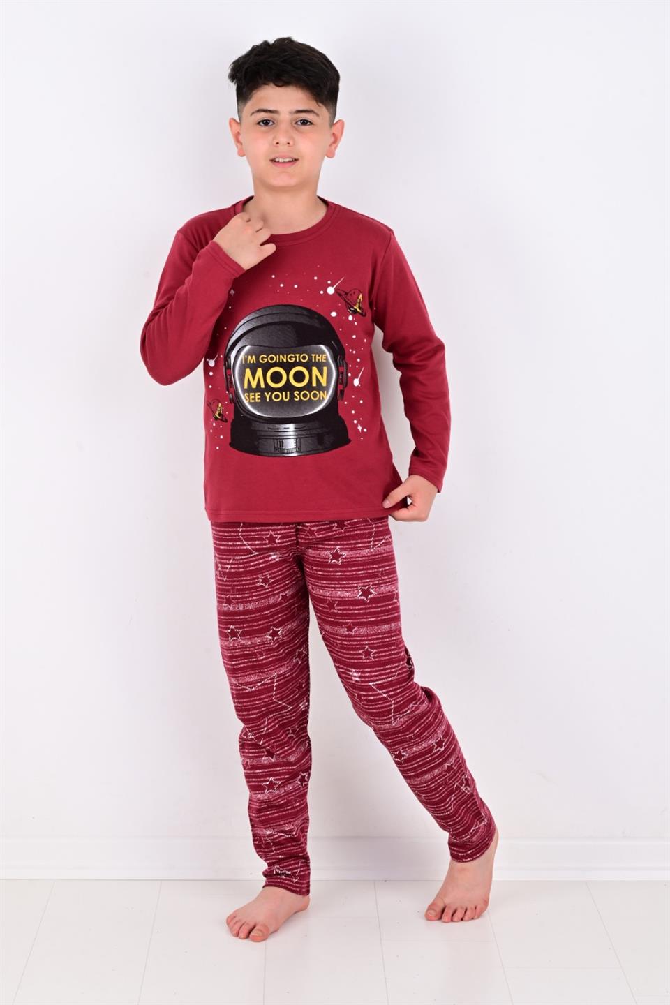 Erkek Çocuk Pijama Takımı Moon Uzun Kollu Pamuklu 1008