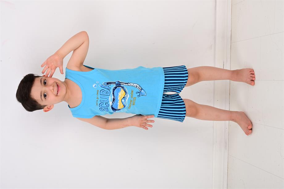 erkek çocuk pijama takımı scuba mavi