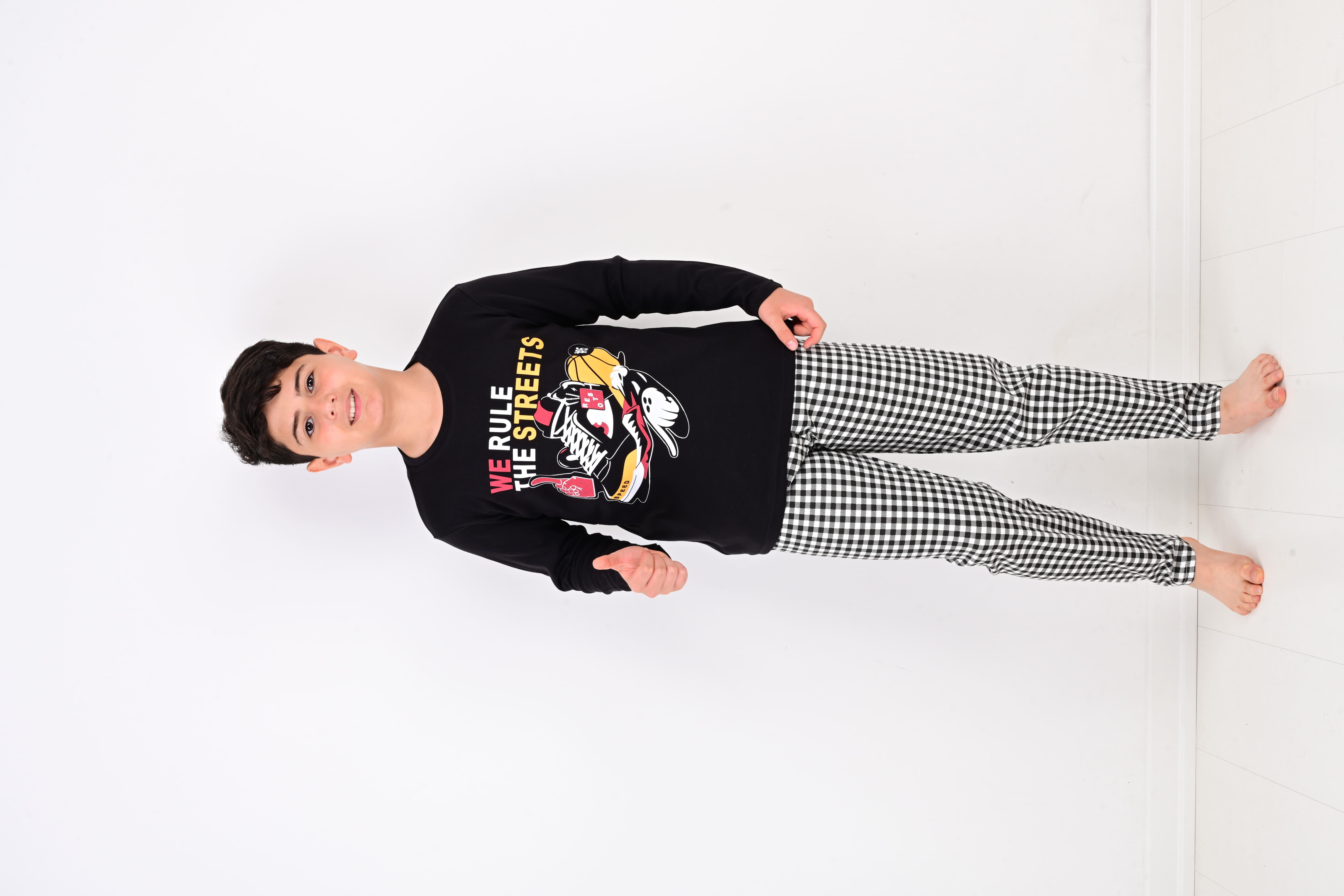 Erkek Çocuk Uzun Kollu %100 Pamuklu Pijama Takımı Speed Resto