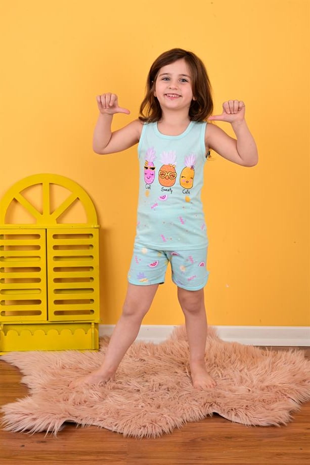 kız çocuk coll swety pijama takımı mint