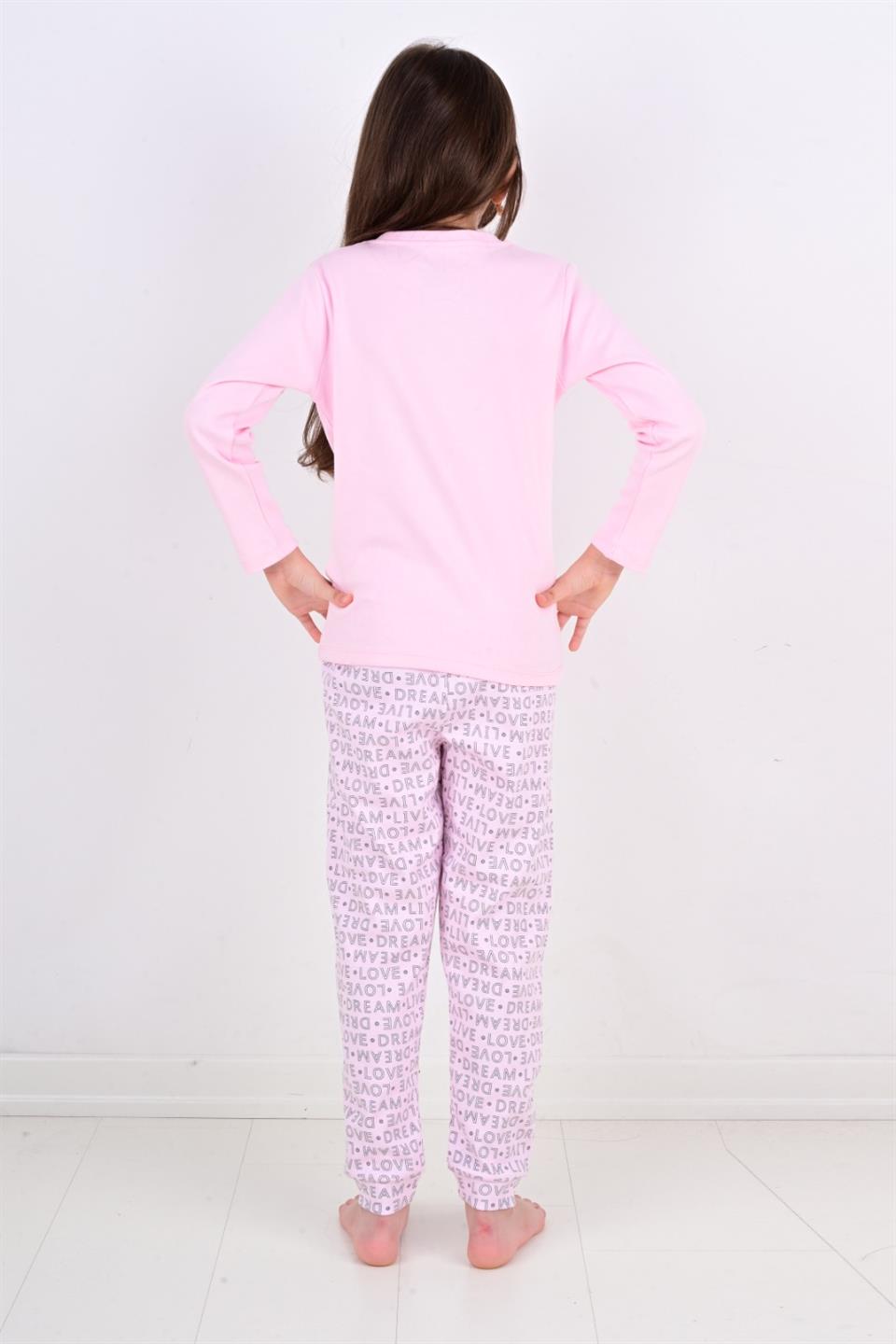 Kız Çocuk Pijama Takımı Uzun Kollu Space Girl Pembe