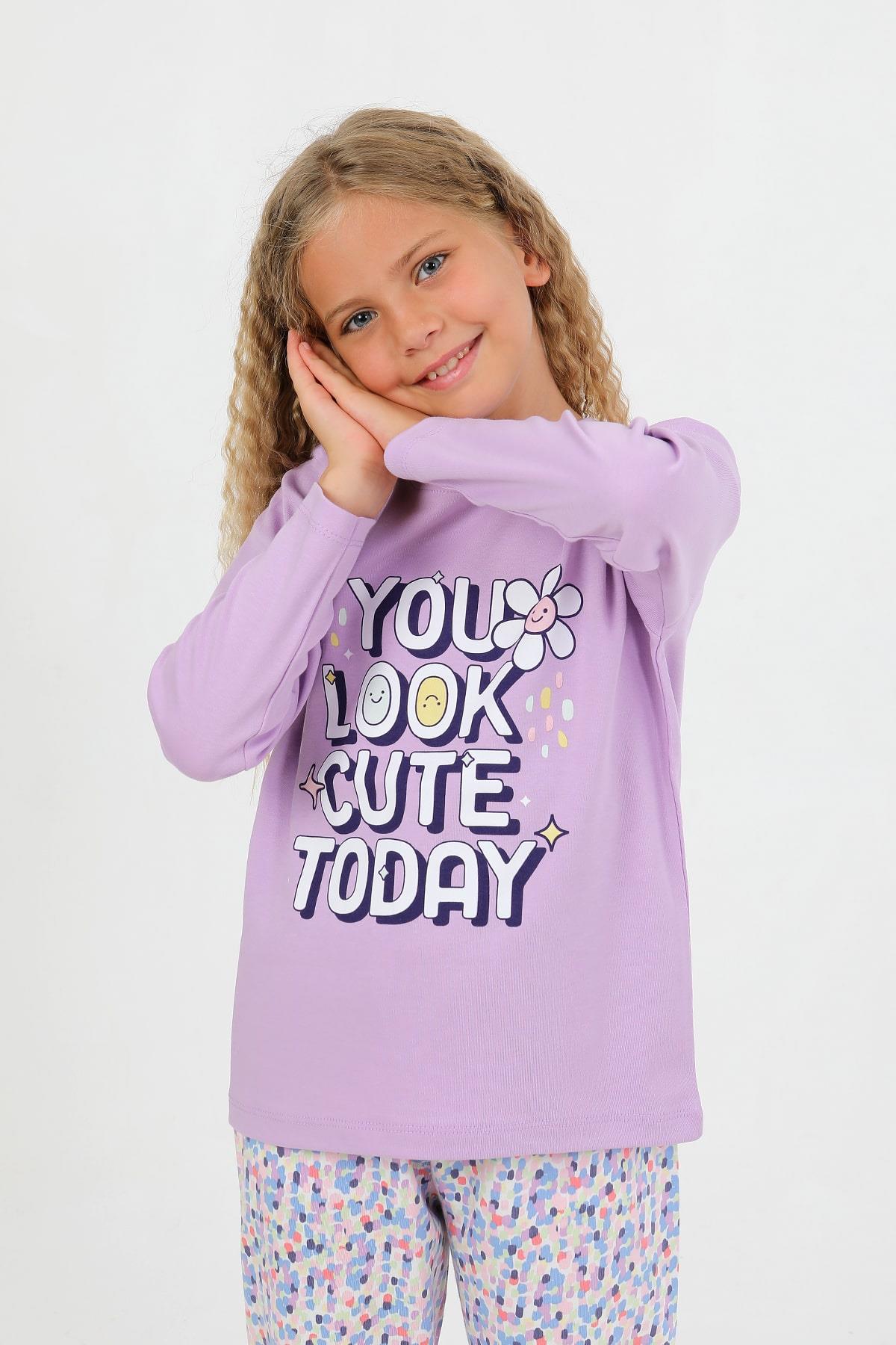 Kız Çocuk Uzun Kollu %100 Pamuk Pijama Takımı Look Cute