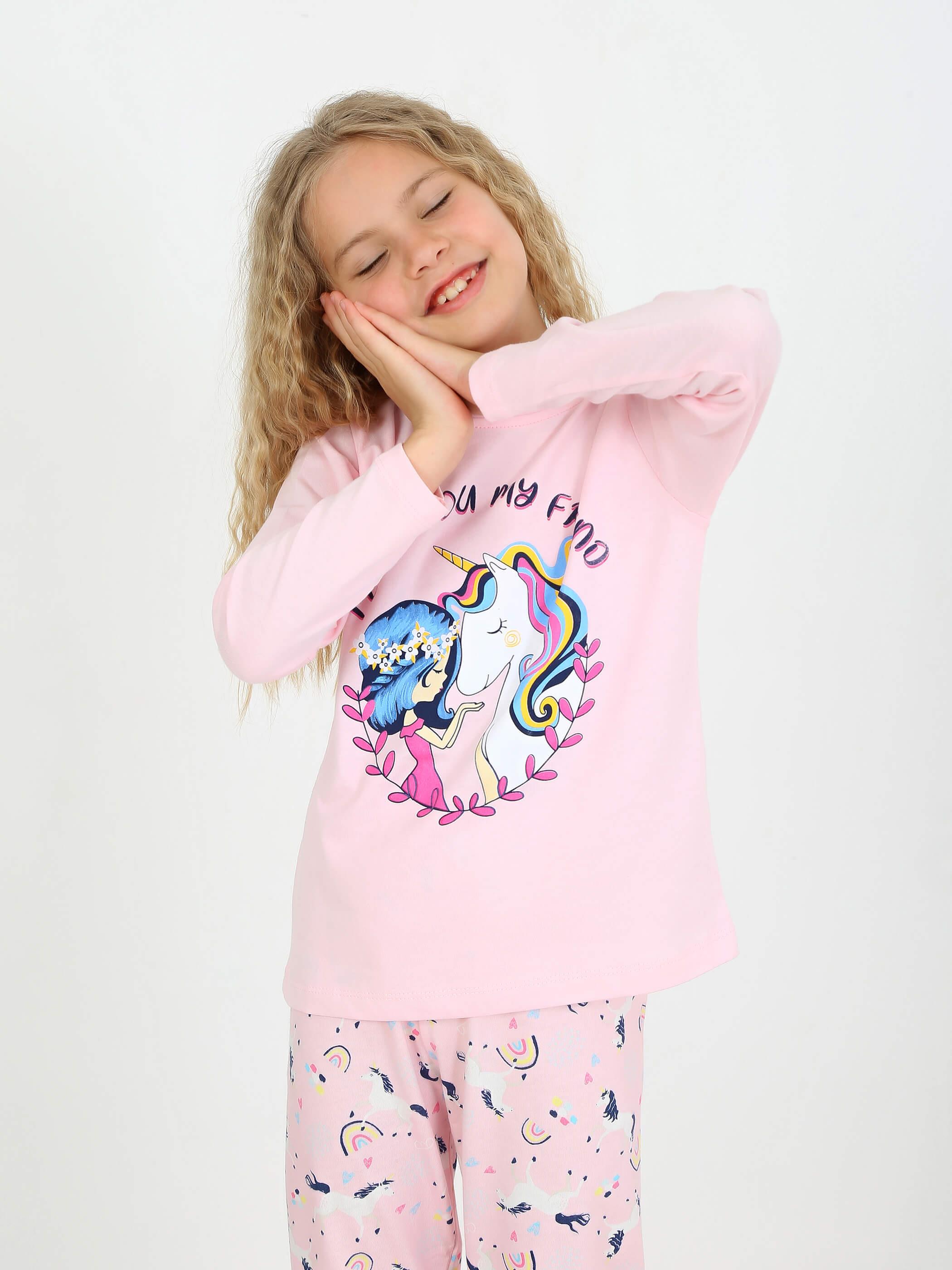Kız Çocuk Uzun Kollu Pijama Takımı My Friend Unicorn