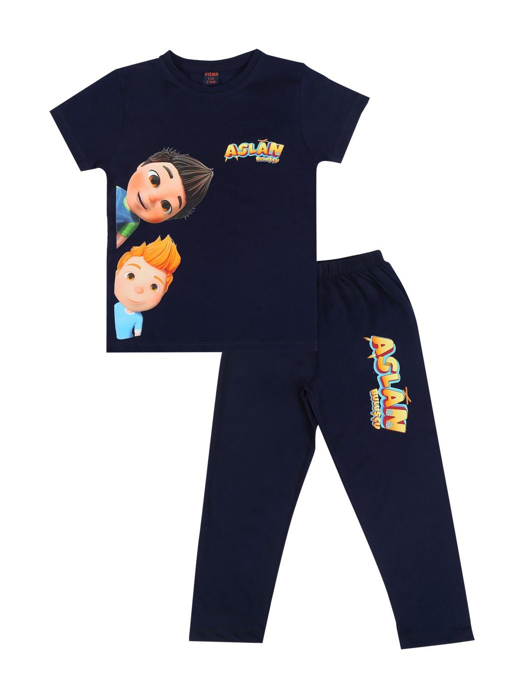 TRT Çocuk Aslan Buluşçu Erkek Çocuk Kısa Kollu %100 Pamuklu Pijama Takımı