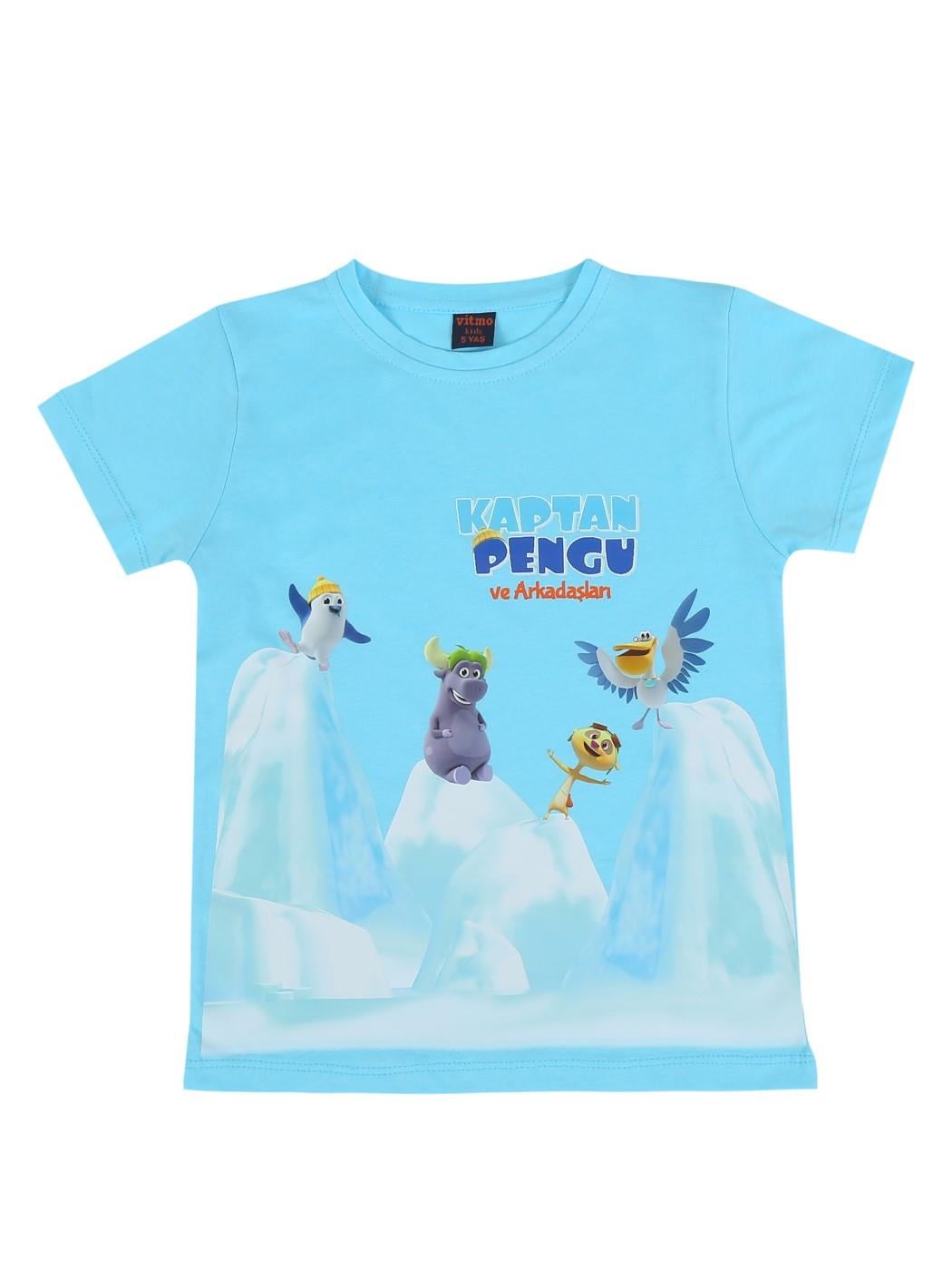 TRT Çocuk Kaptan Pengu Erkek Çocuk Kısa Kollu %100 Pamuklu T-shirt