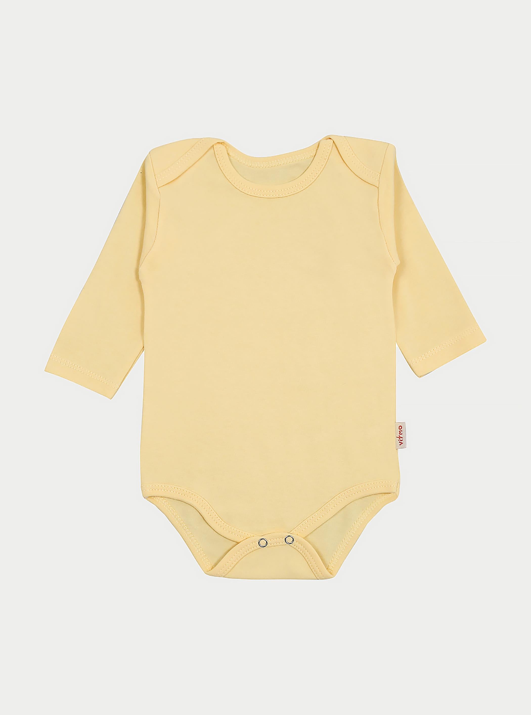 Uzun Kollu Düz Bebek Çıtçıtlı Body SARI