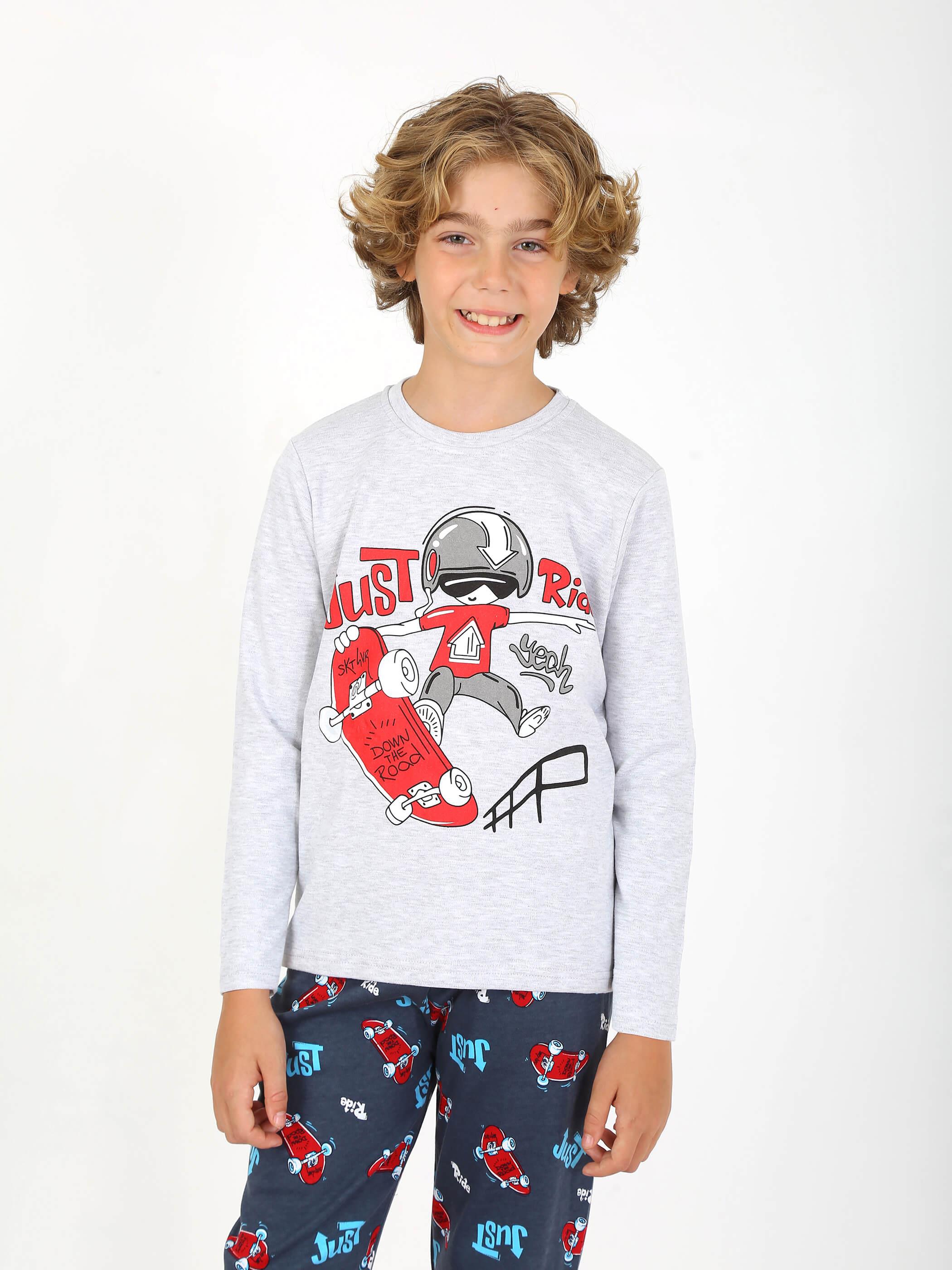 Uzun Kollu Erkek Çocuk Pijama Takımı Just Rıde 
