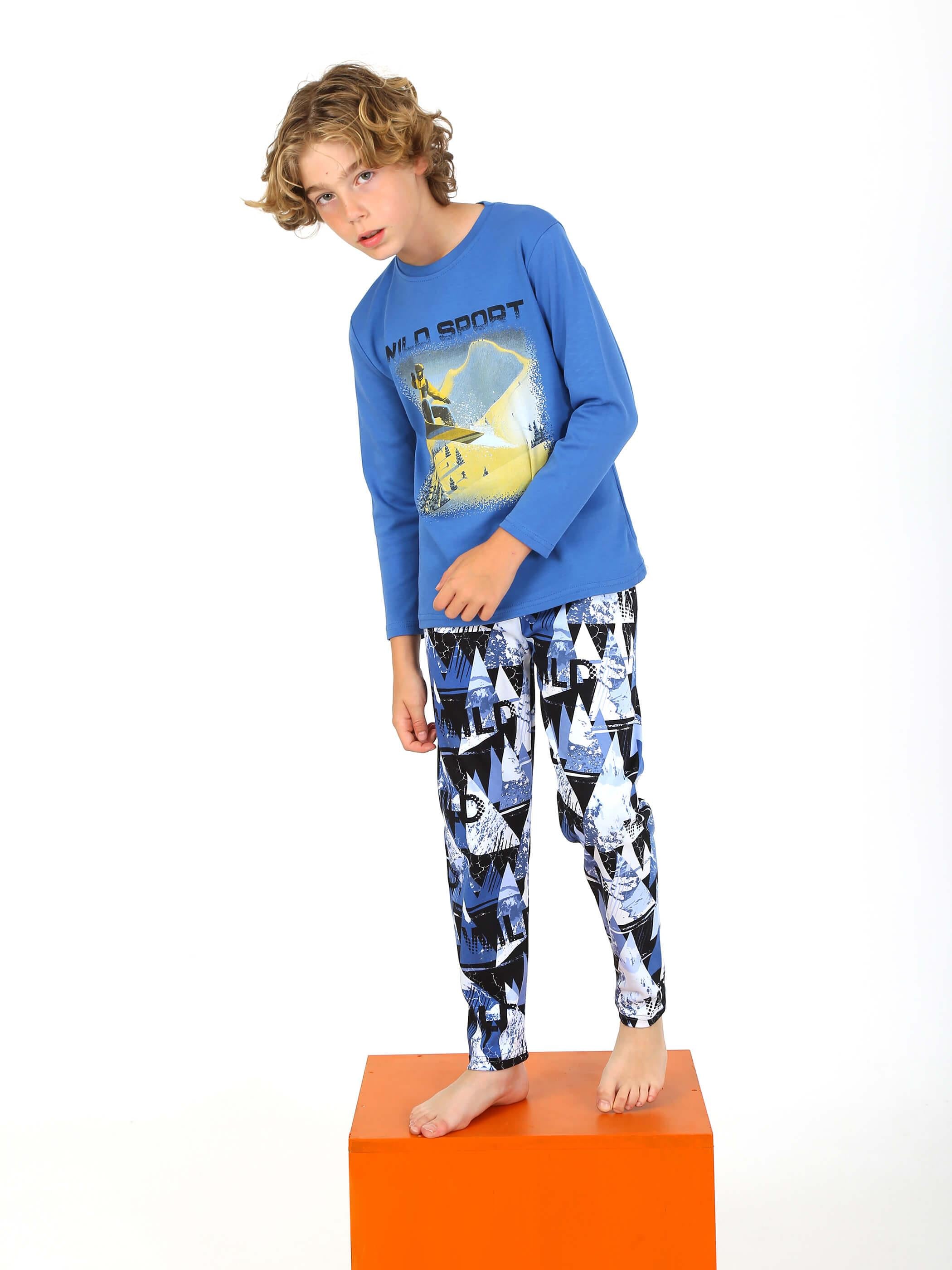 Uzun Kollu Erkek Çocuk Pijama Takımı Wıld Sport  