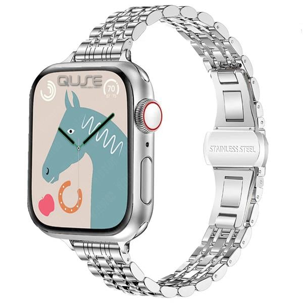 Apple Watch Uyumlu Klasik İnce Paslanmaz Çelik Jubilee Kordon Gümüş