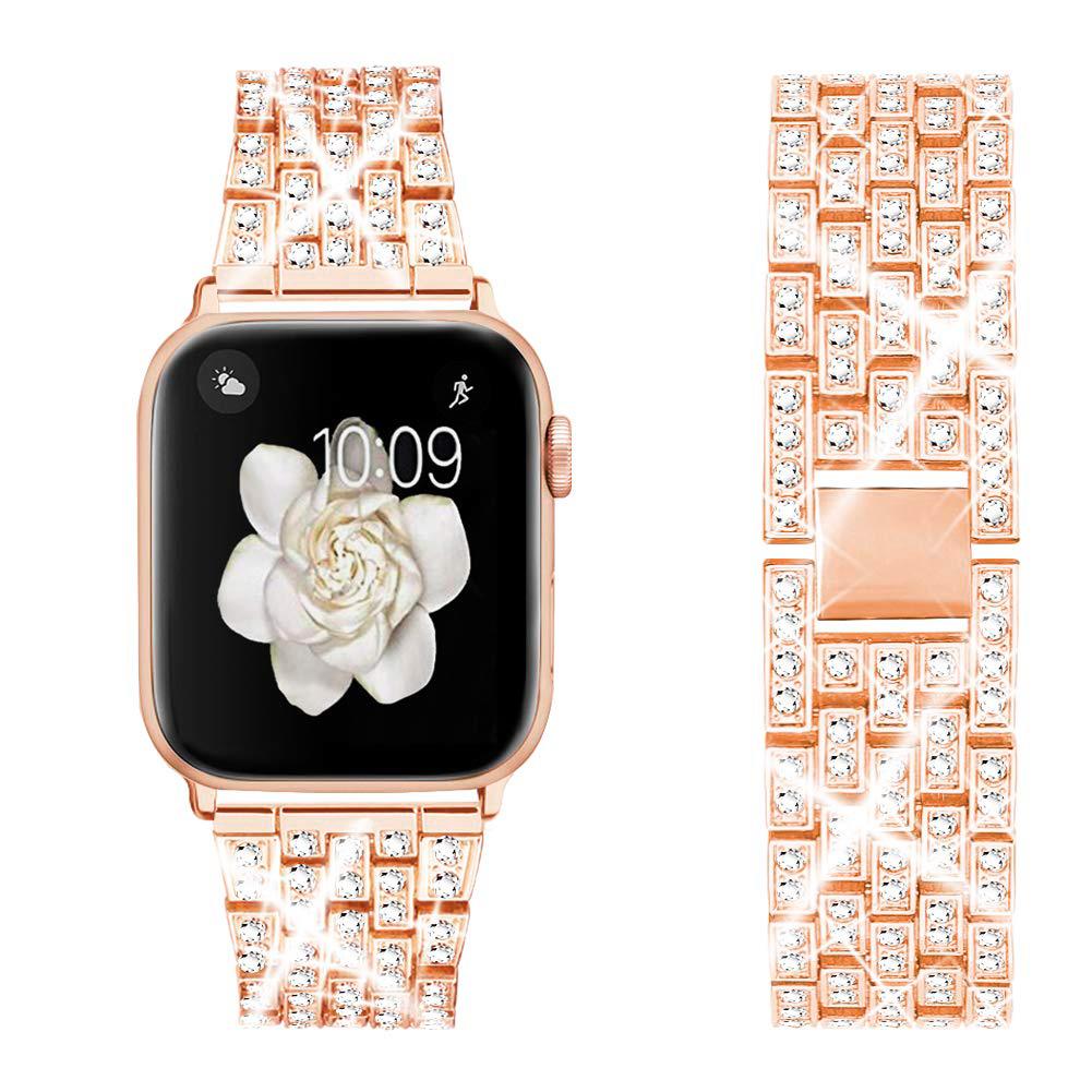 Apple Watch Uyumlu Zirkon Ta l Su Yolu Celik Kordon Rose Gold Quse