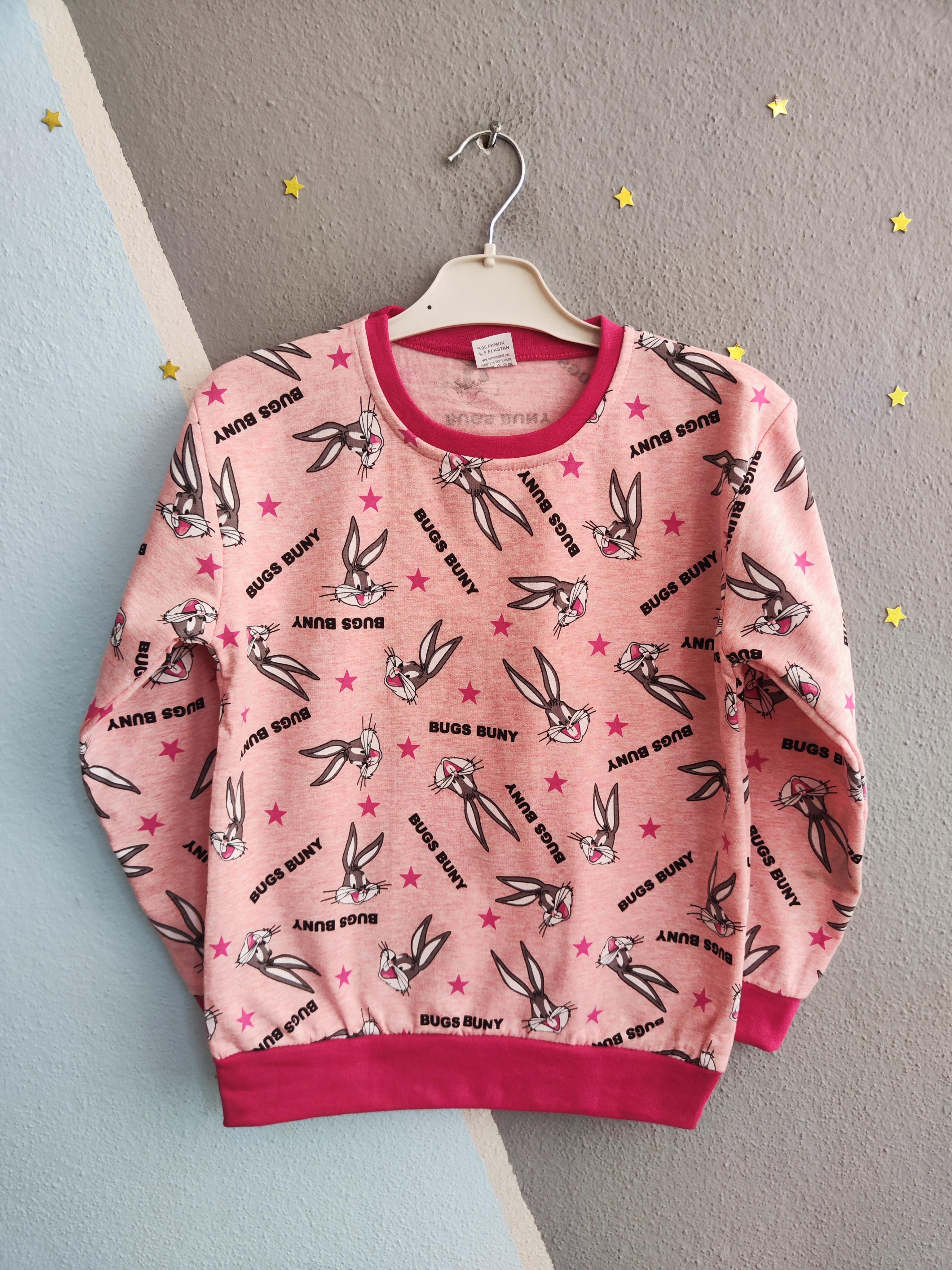 1279 - Bugs Bunny  Baskılı Kız Çocuk Takımı - Pembe