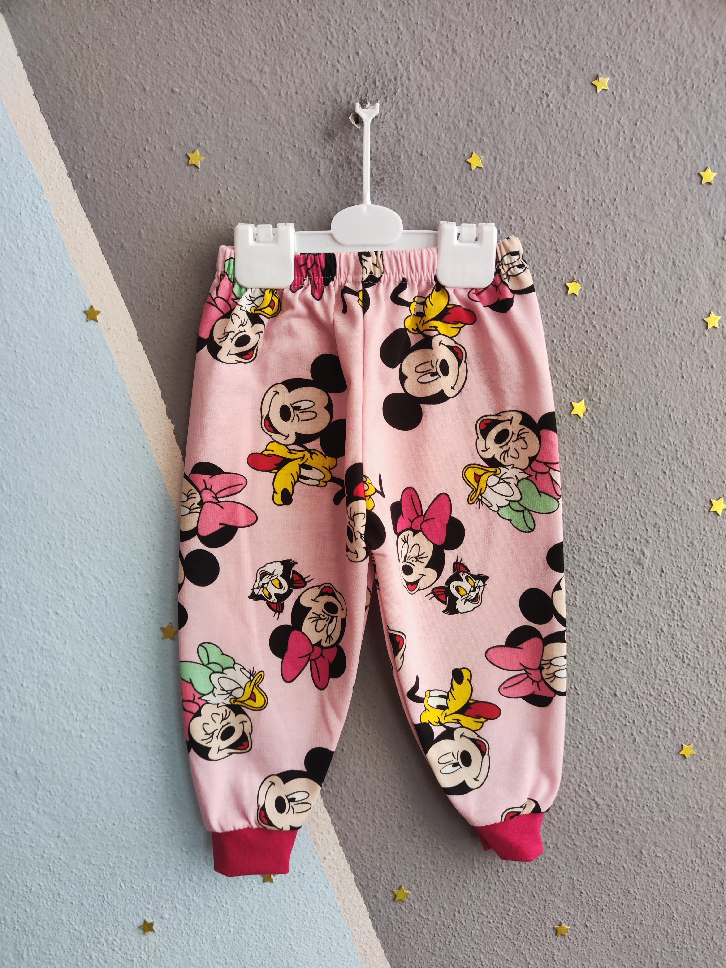 1312 - Minnie Karakter Baskılı Aylık Kız Takım - Pembe