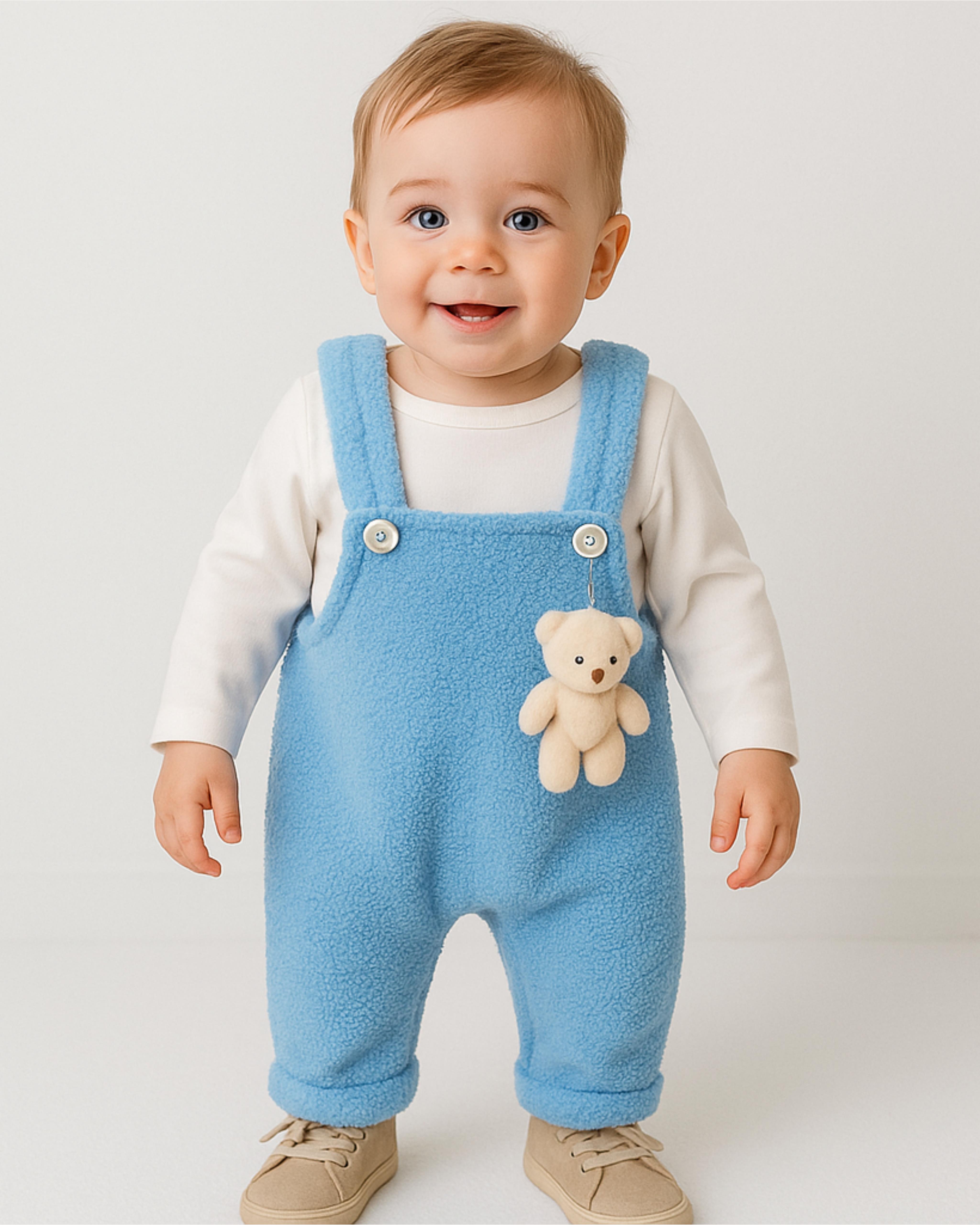 1332 -  Ayıcıklı Bebek Tulum - Mavi