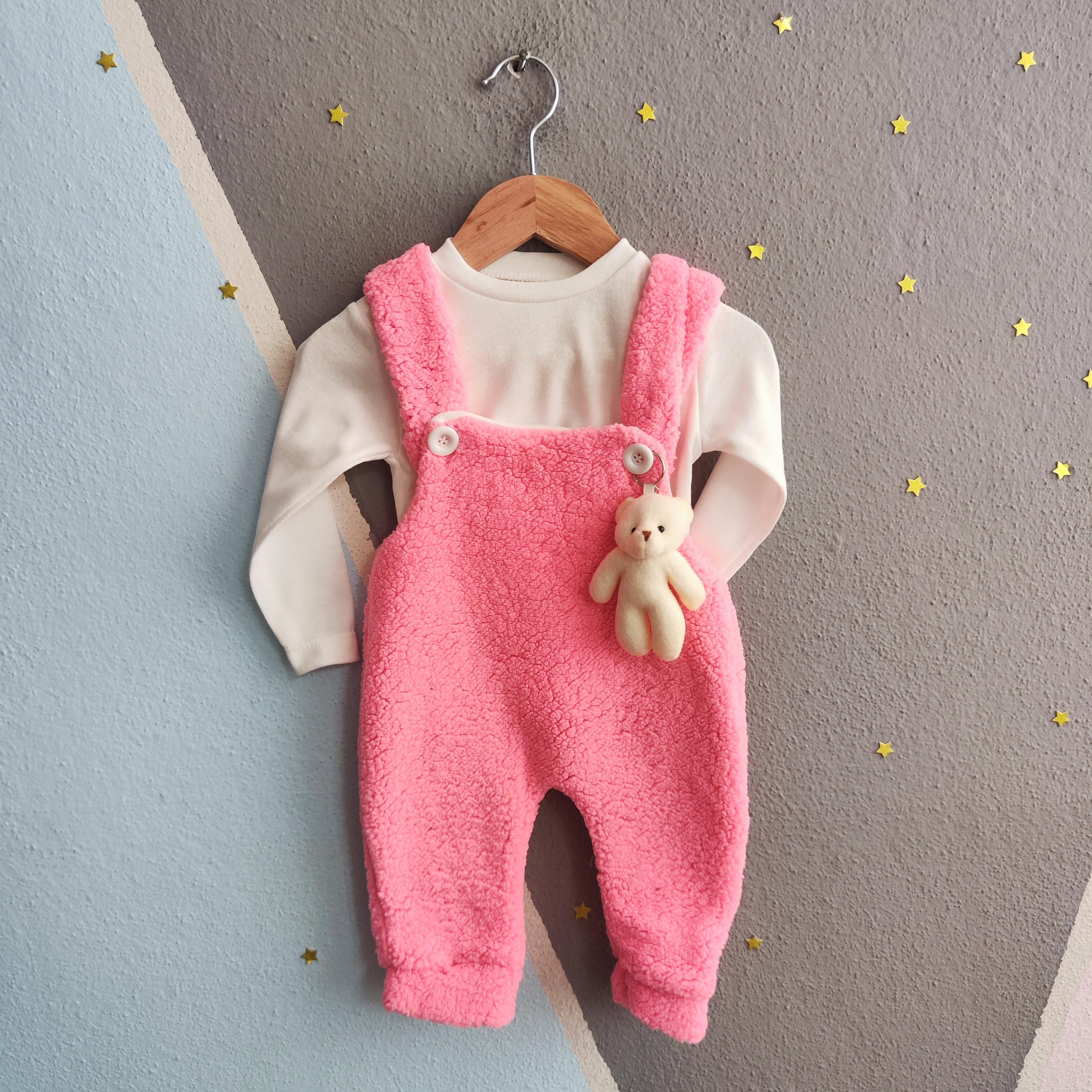 1332 -  Ayıcıklı Bebek Tulum - Neon Pembe