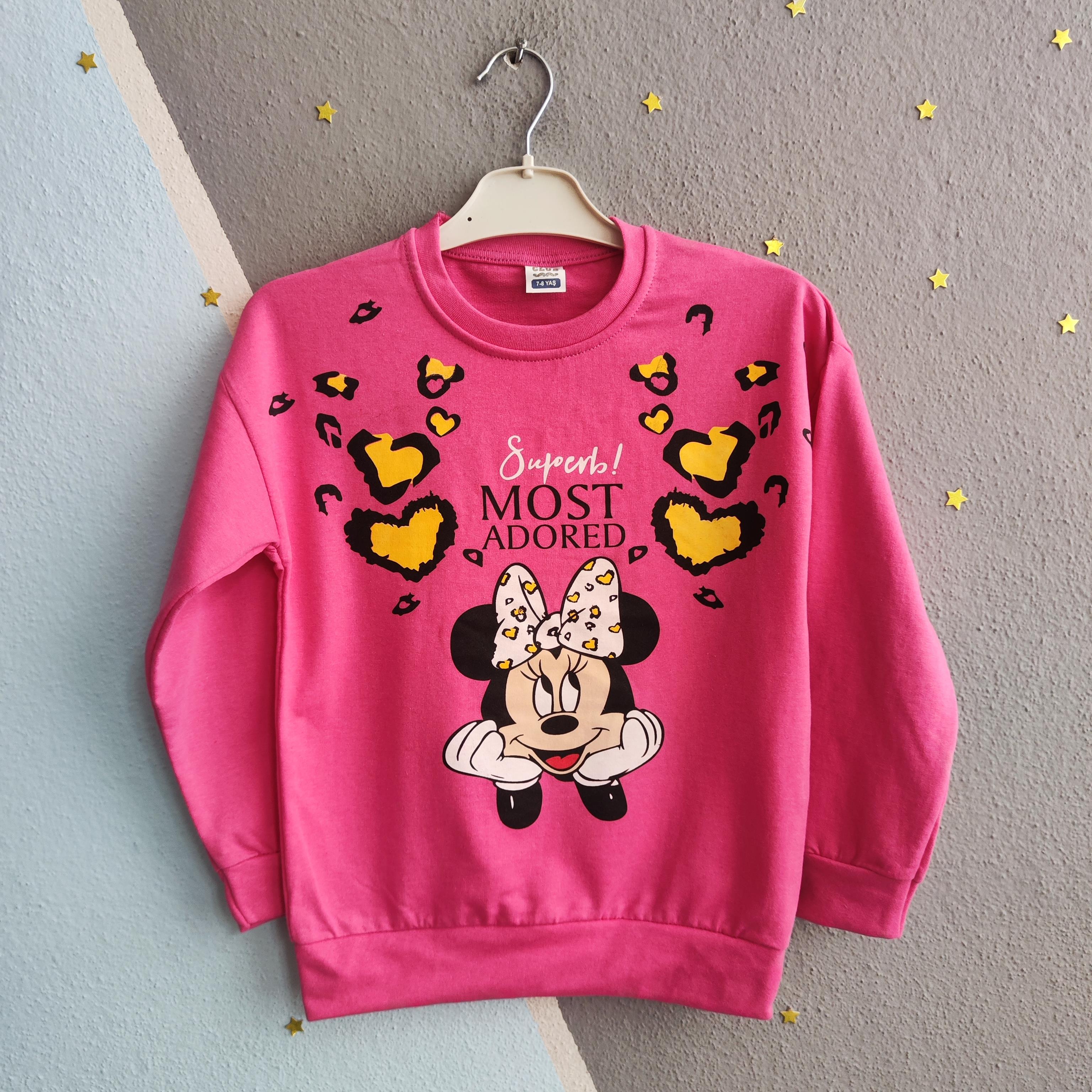 1390 - Kalpli Minnie Baskılı Kız Çocuk Takımı - Pembe