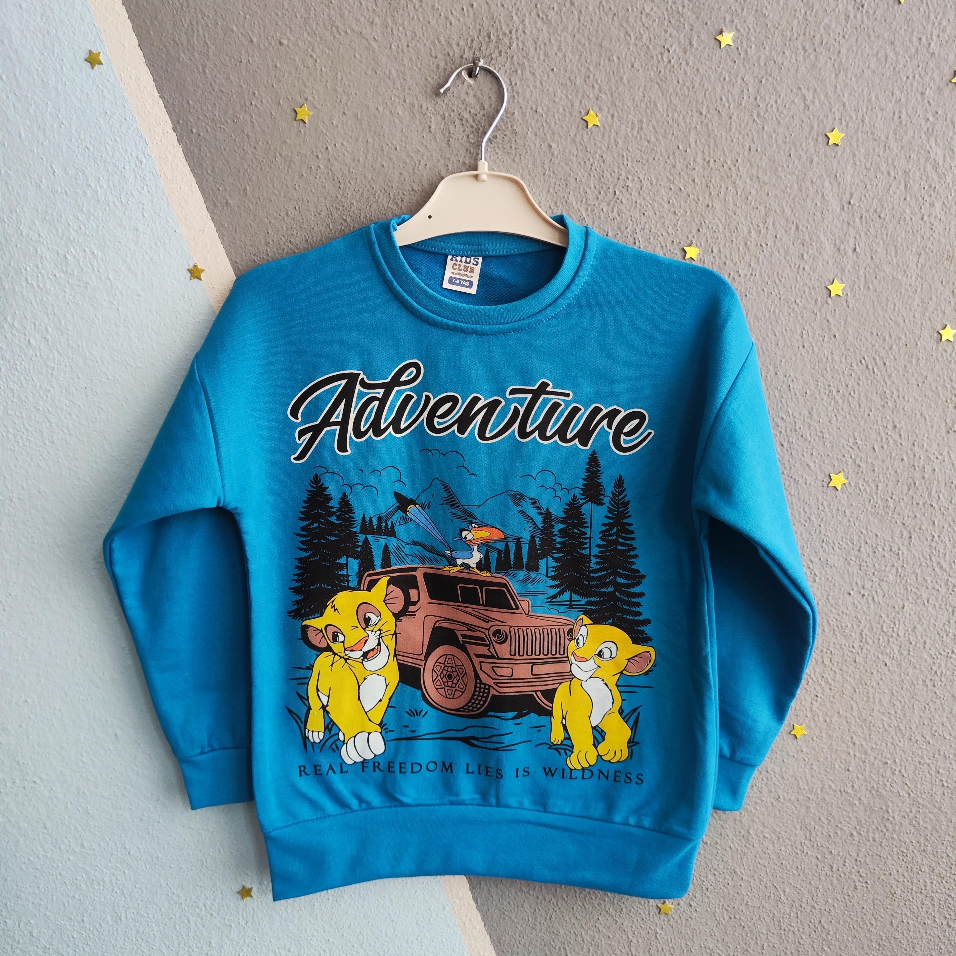 1391 - Adventure Baskılı Erkek Çocuk Takım - Mavi