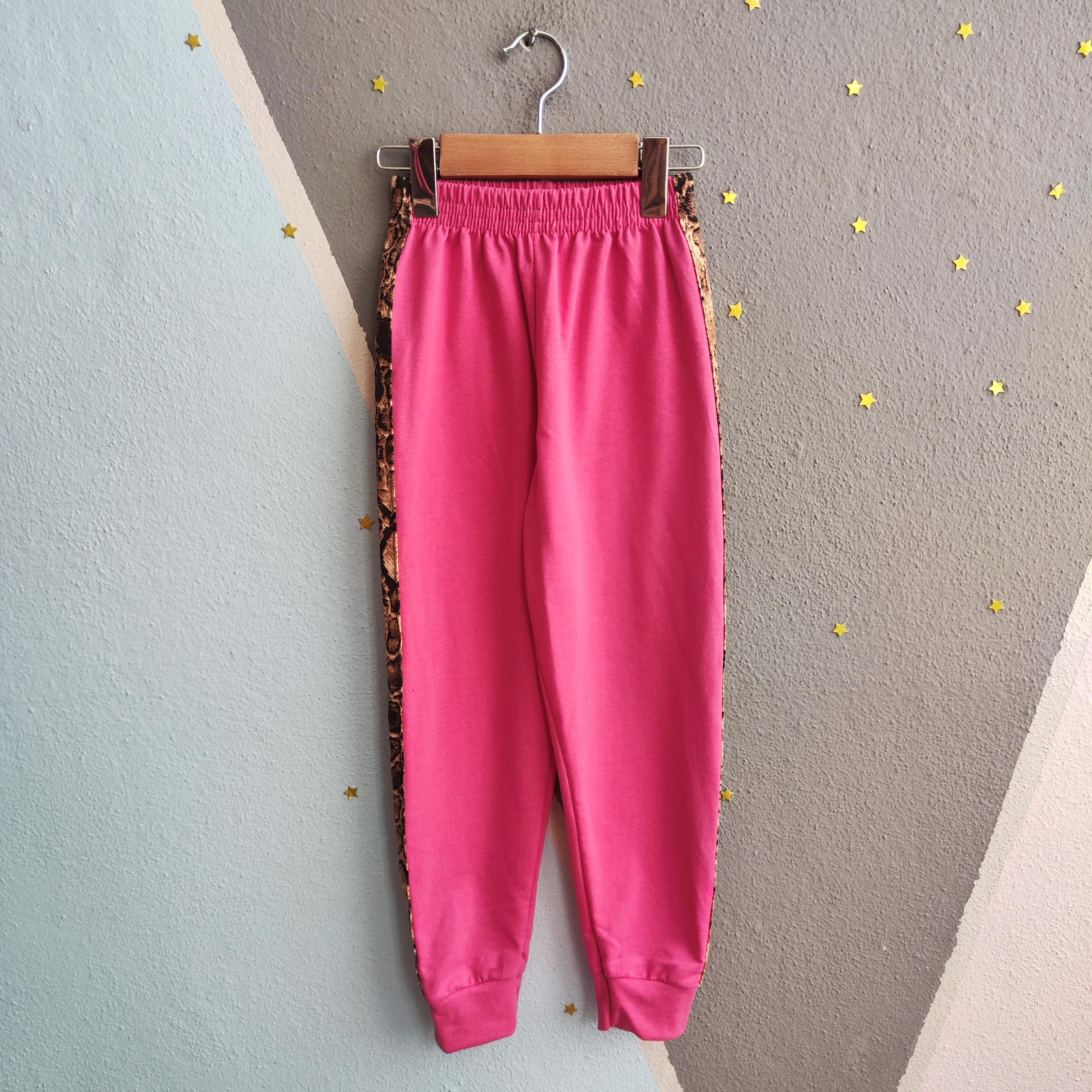 1393 -leopar desen minnie baskılı kız çocuk takımı - pembe 