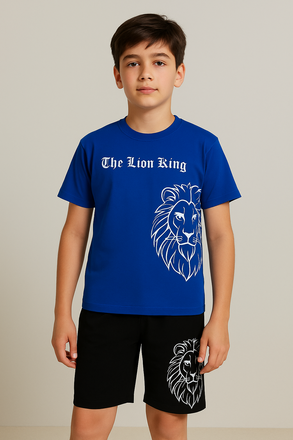 1464 - The Lion King Yazılı Yazlık Erkek Takım - Saks