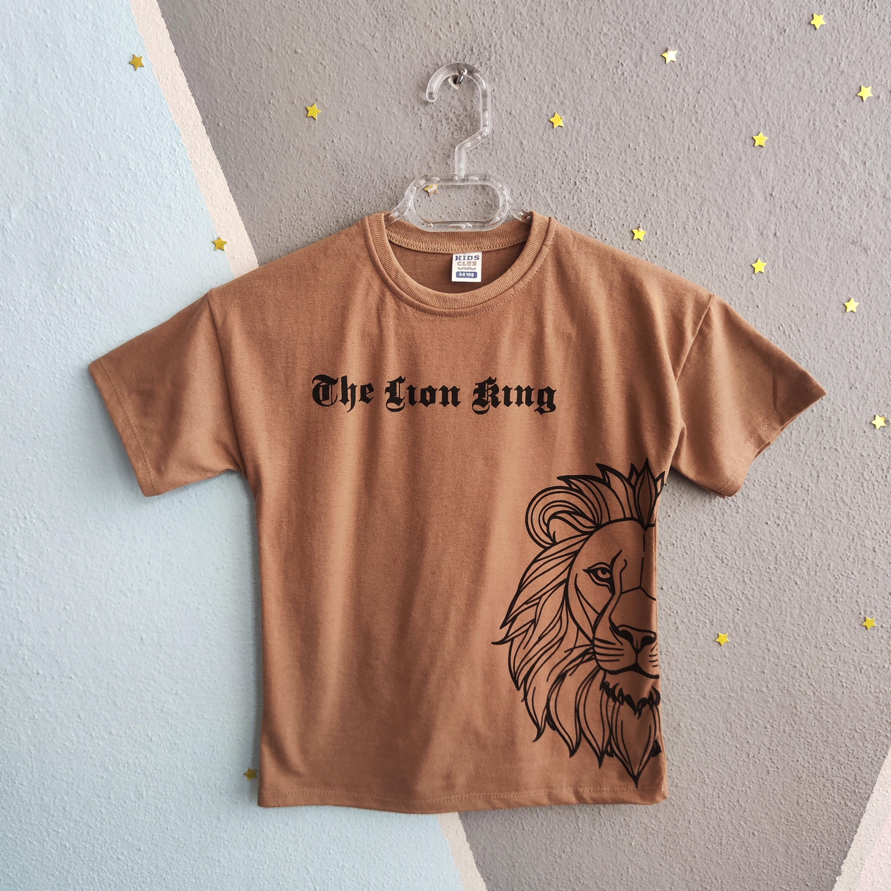 1464 - The Lion King Yazılı Yazlık Erkek Takım - Kahve