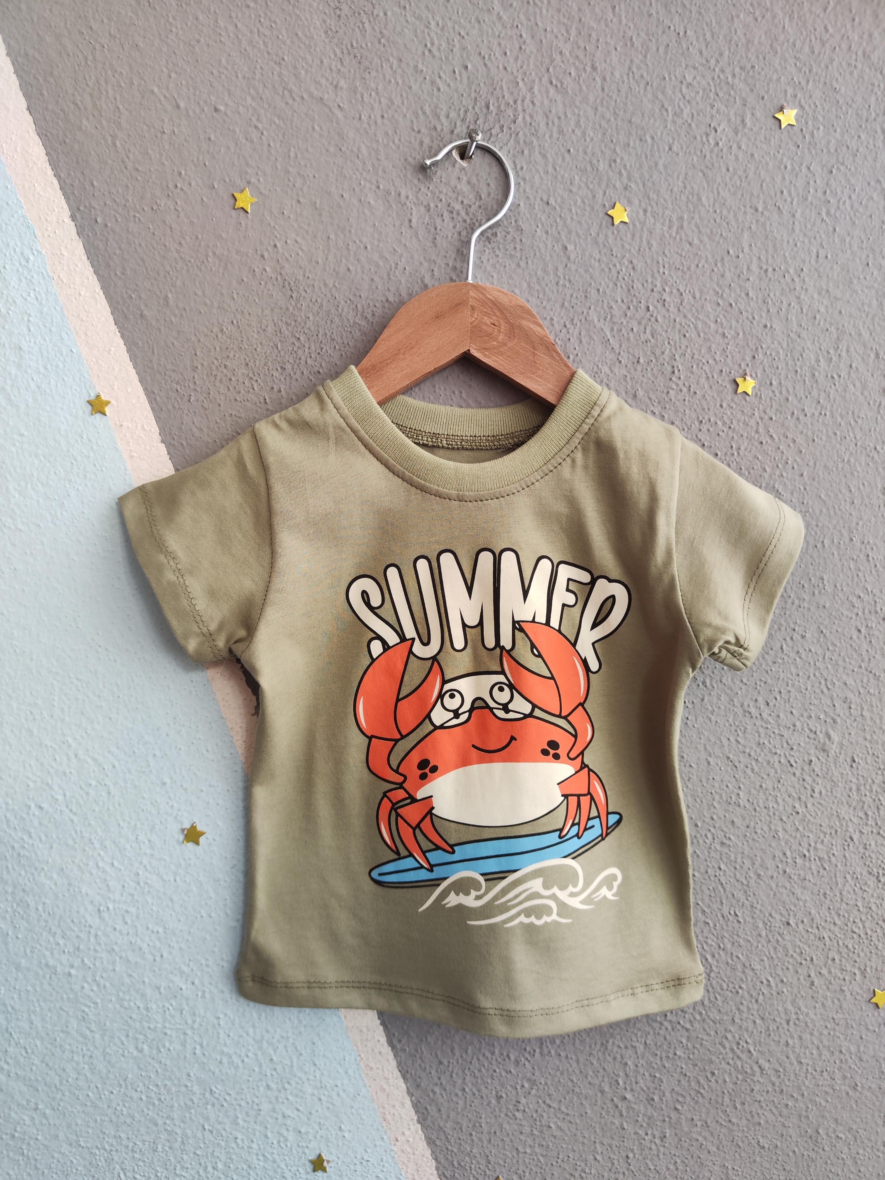1526 - Summer Baskılı Erkek Çocuk Takım - Mint Yeşili