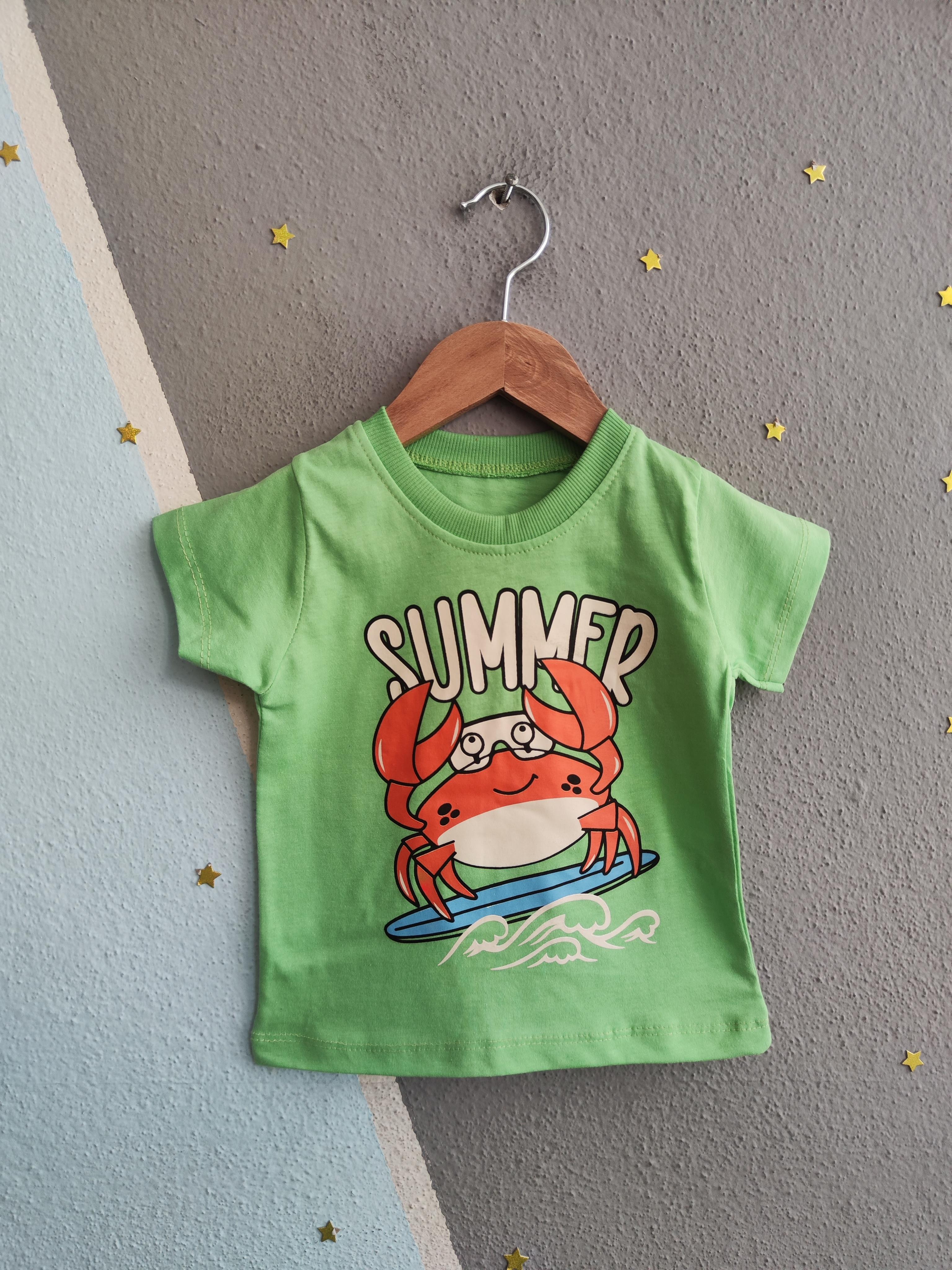 1526 - Summer Baskılı Erkek Çocuk Takım - Yeşil